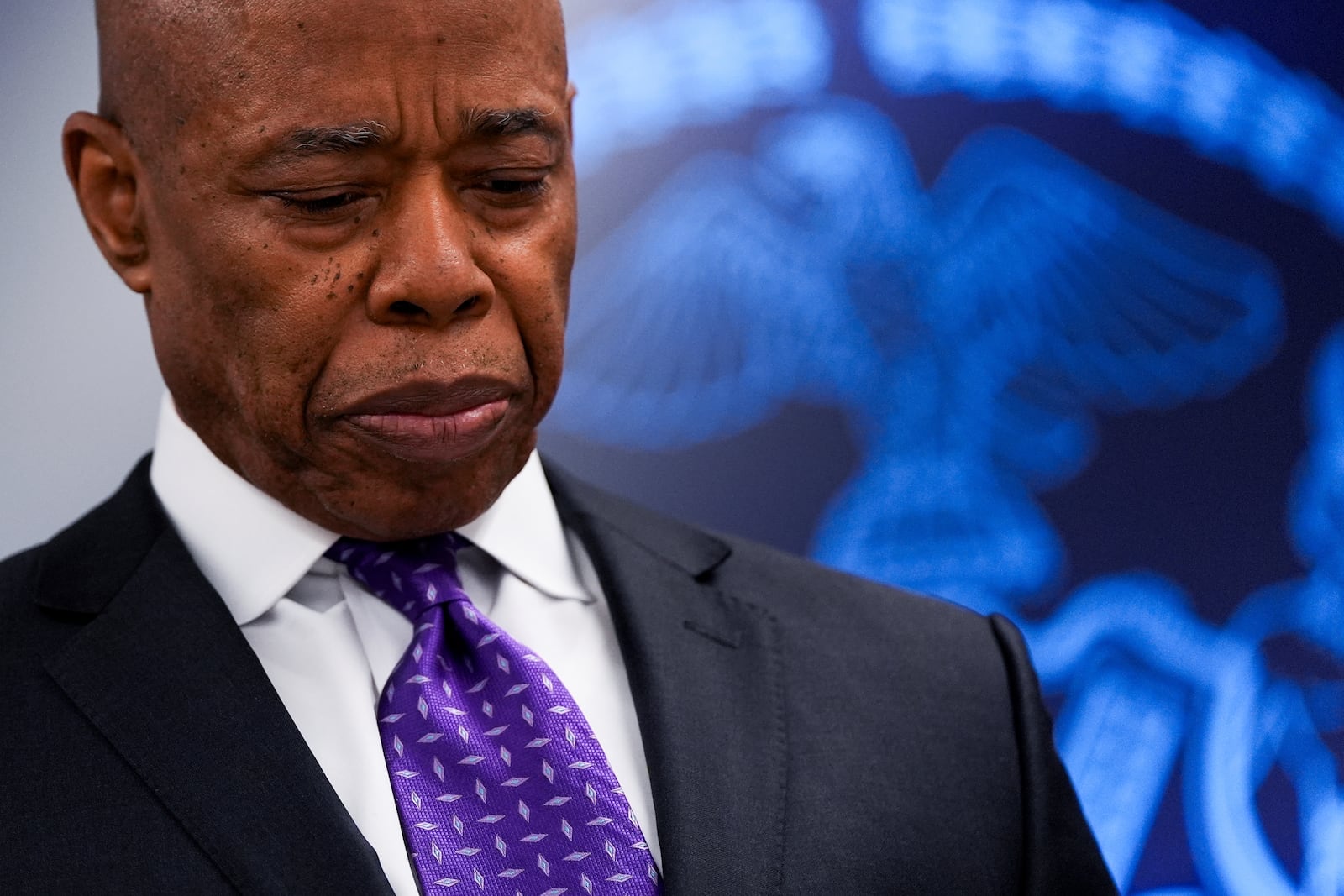 New York City Mayor Eric Adams attends an event at the NYPD's 40th precinct, Thursday, Feb. 20, 2025, in the Bronx borough of New York. (AP Photo/Julia Demaree Nikhinson)