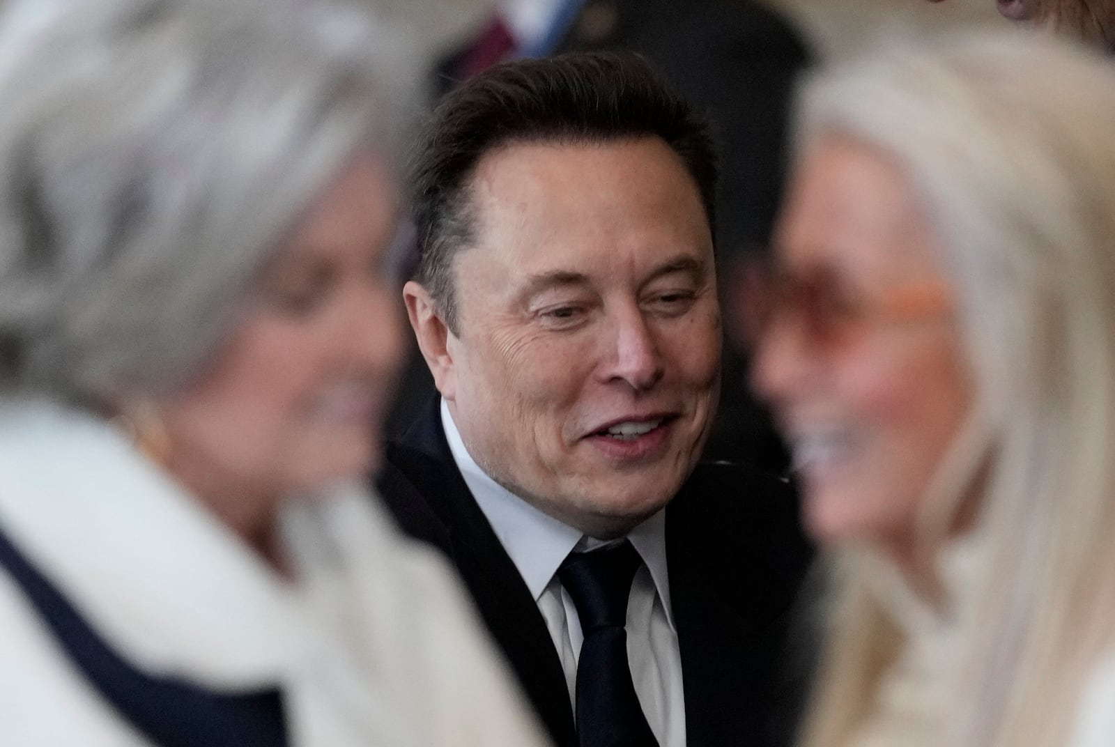 Elon Musk arrives before the 60th Presidential Inauguration in the Rotunda of the U.S. Capitol in Washington, Monday, Jan. 20, 2025. (AP Photo/Julia Demaree Nikhinson, Pool)