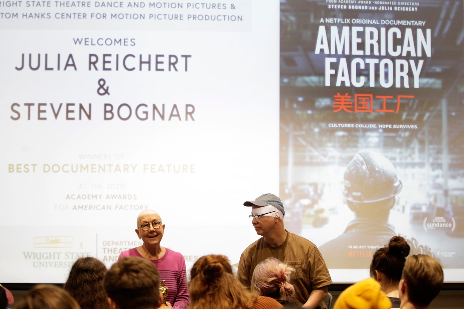 PHOTOS: Oscars in tow, Academy Award winners Julia Reichert and Steven Bognar return to Wright State University