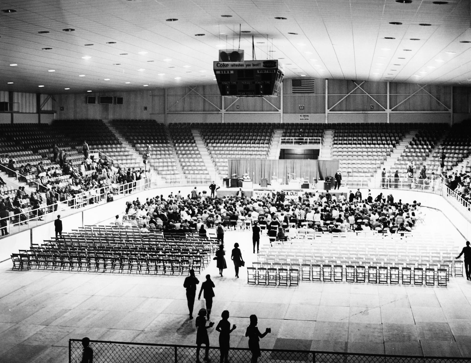 The caption on this photograph published Nov. 14, 1964 in the Dayton Daily News read "Say Chaps, What Do You Suppose Happened To All The People? Hara Arena dwarfs the handful that came to see the Stones." DAYTON DAILY NEWS ARCHIVE