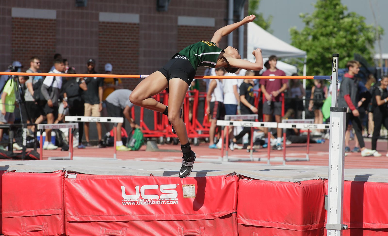 Catholic Central's Mallory Mullen competes in the high jump in the Division III state track championship on Friday, June 3, 2022, at Jesse Owens Memorial Stadium in Columbus. David Jablonski/Staff