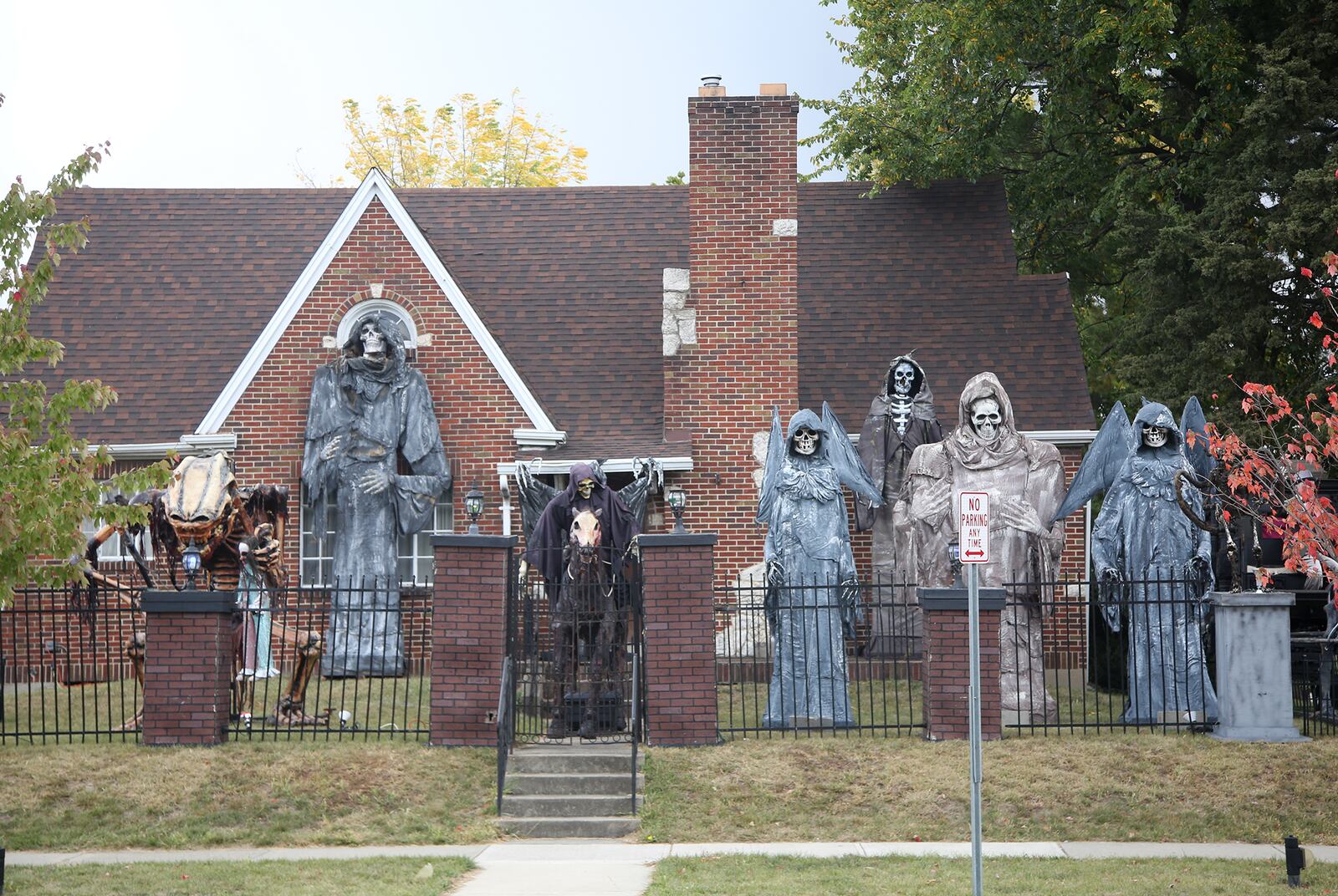 Despite the pandemic, Mike Foy, the owner of Foy’s Halloween stores, has kept his ghoulish tradition alive this year with spooky outdoor displays in downtown Fairborn. Hearses, caskets and creatures abound. You never know what you’ll find when you turn a corner. LISA POWELL / STAFF