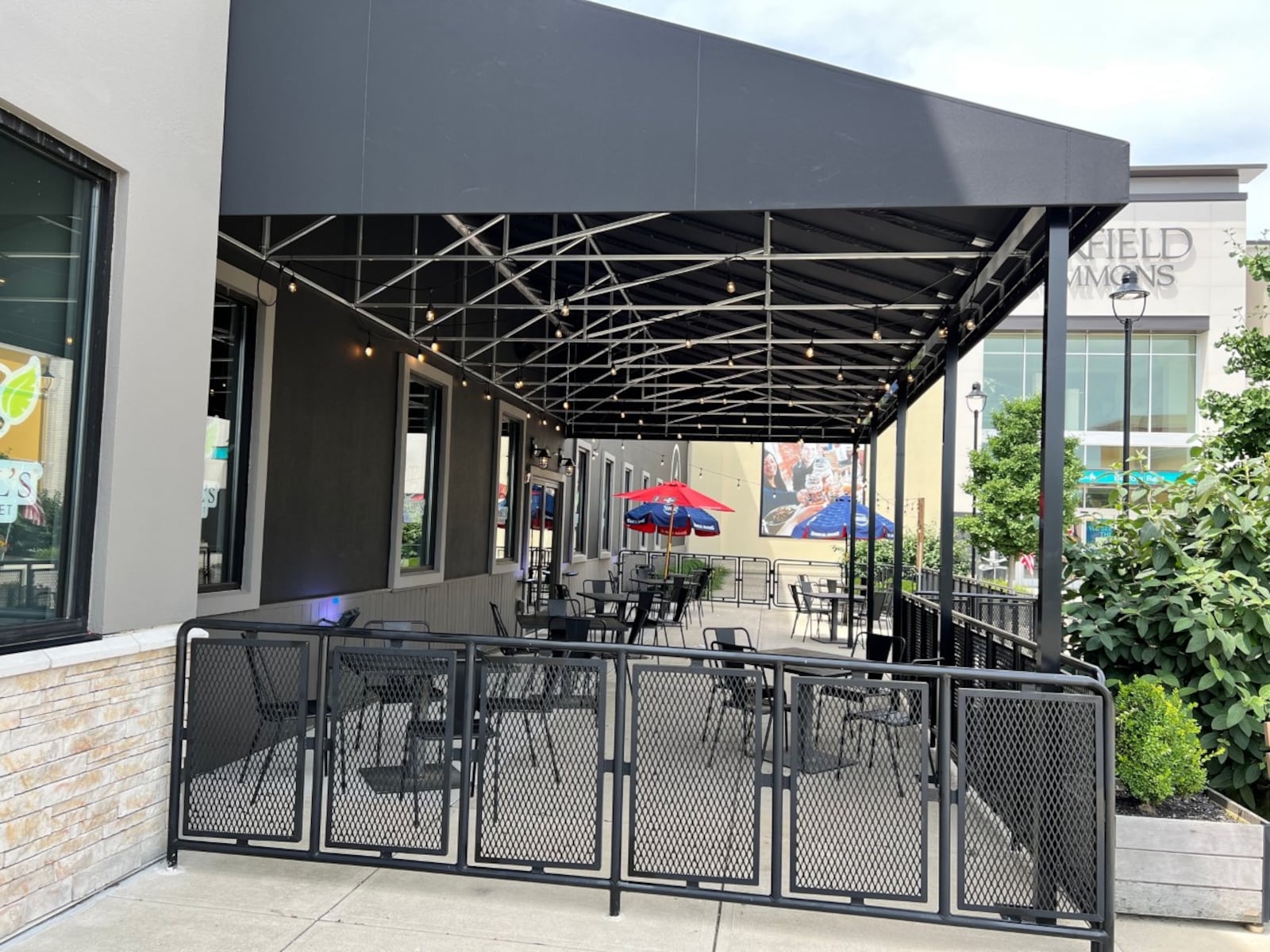 The Basil's on Market patio is close to a mall entrance and great for people-watching. 