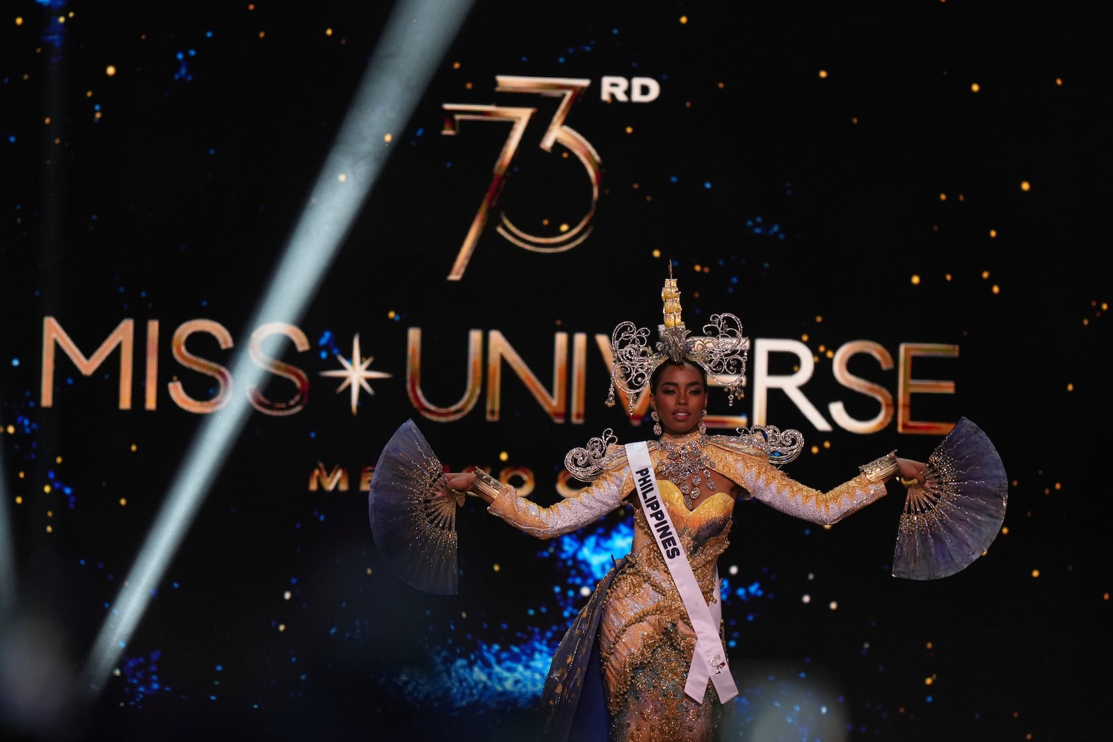 Miss Philippines Chelsea Manalo competes in the national costume competition at the Miss Universe Beauty Pageant in Mexico City, Thursday, Nov. 14, 2024. (AP Photo/Fernando Llano)