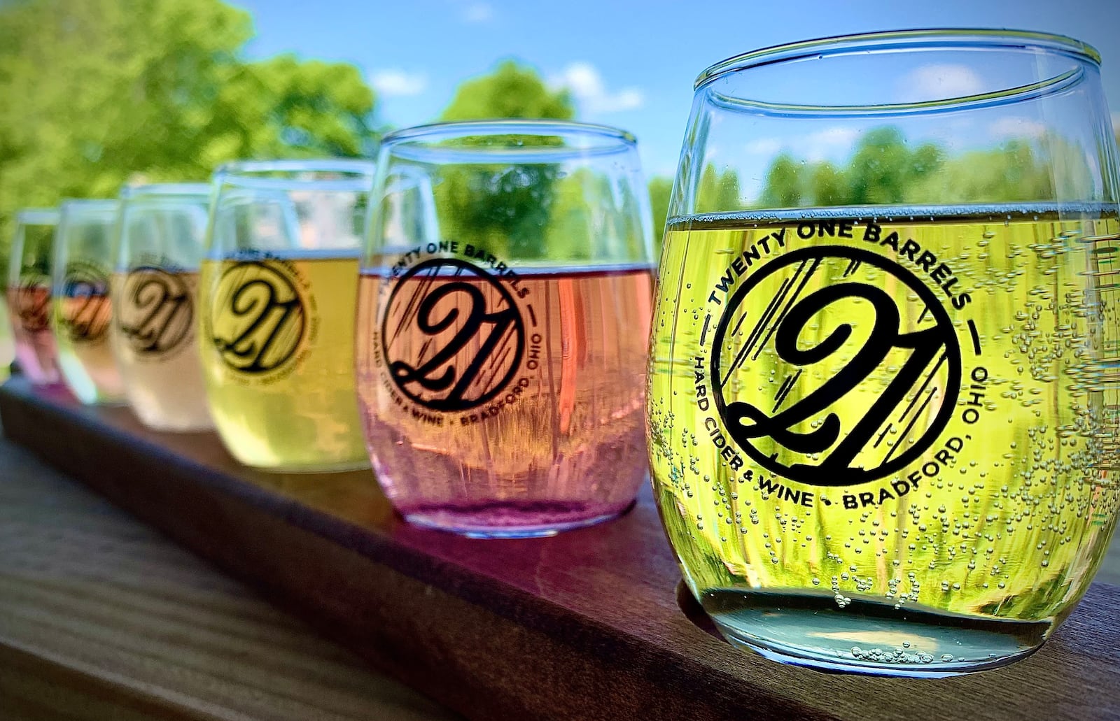 Twenty One Barrels has 12 taps of apple-based hard cider with 30 to 40 different flavors they rotate through in their taproom. MARSHALL GORBY/STAFF