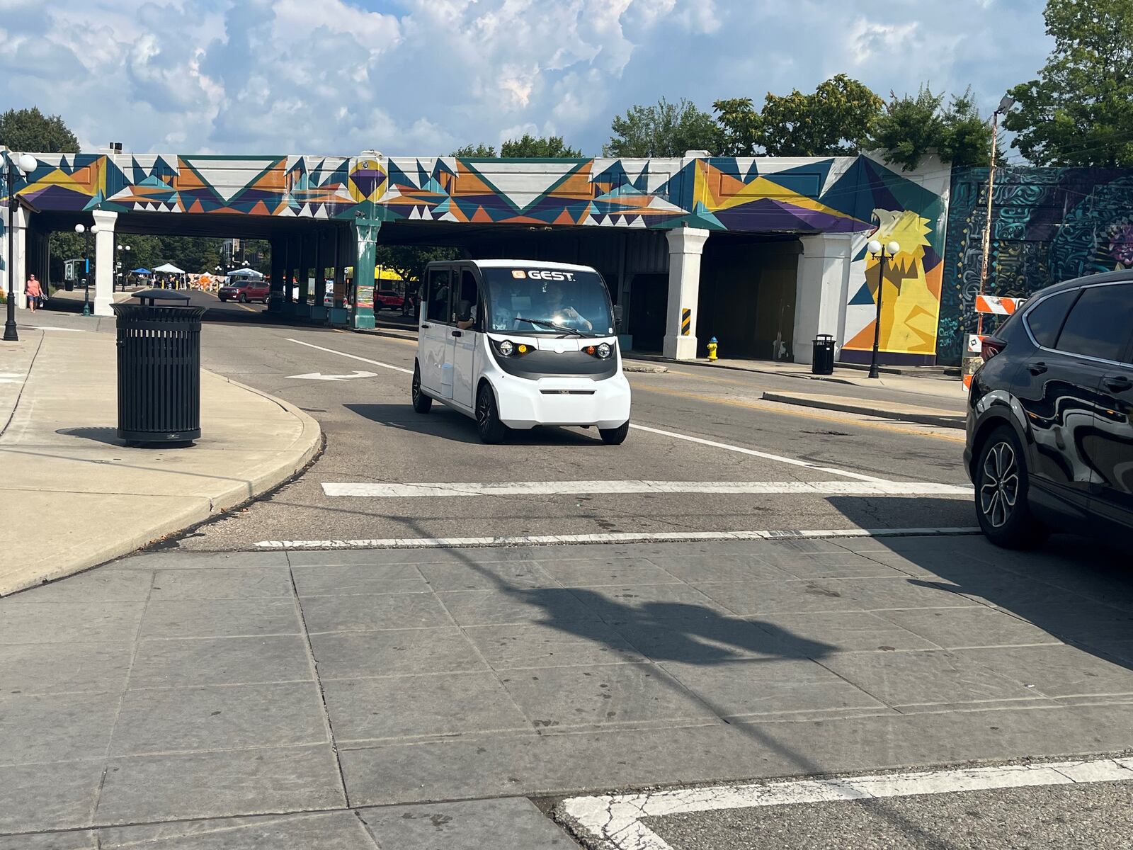 GEST Dayton, a new electric cart ride service, offered free rides in downtown Dayton during Art in the City on Saturday, Aug. 3, 2024. CORNELIUS FROLIK / STAFF