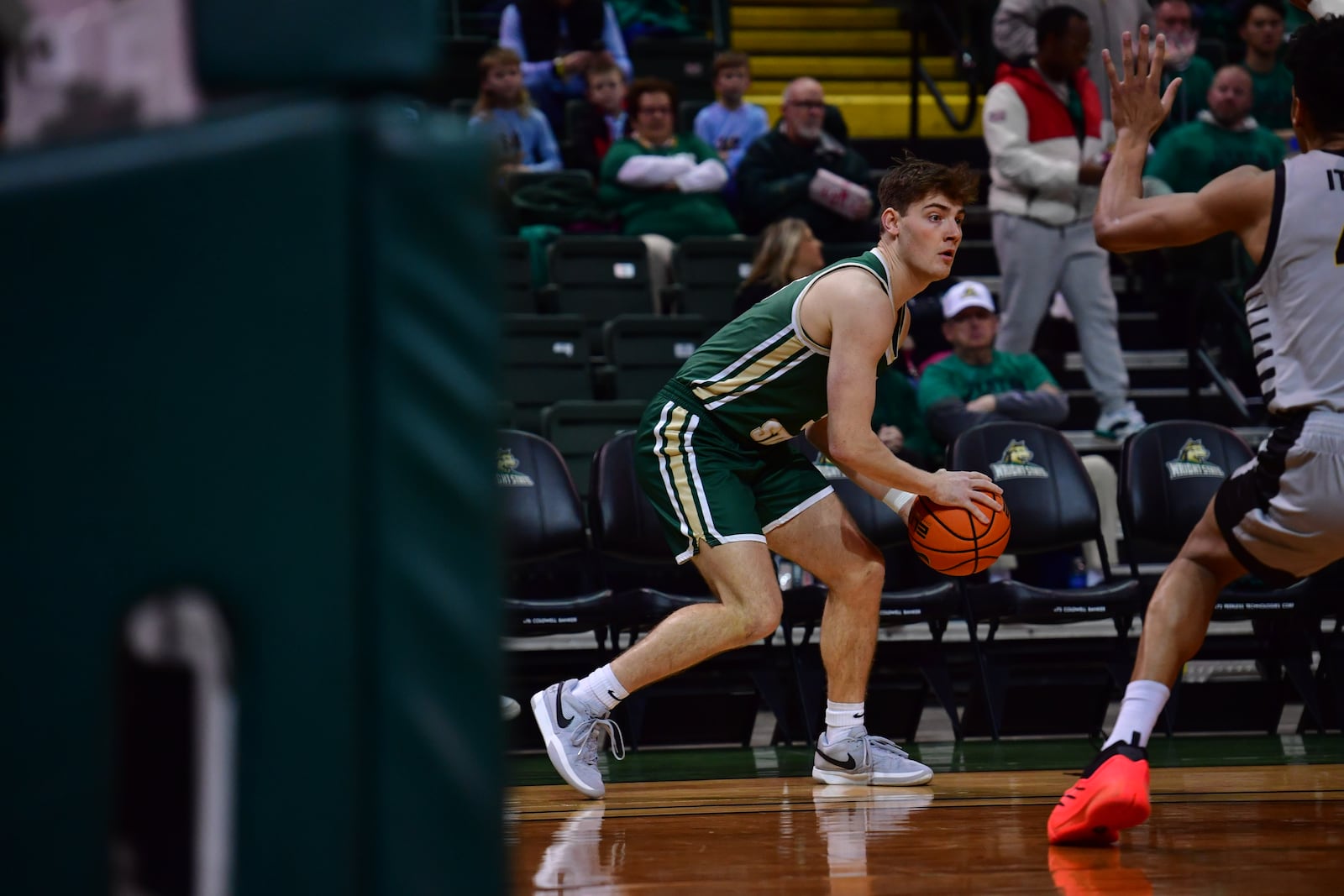 Wright State's Alex Huibregtse looks to break down a defender during a game earlier this season. Huibregtse hit six 3-pointers and finished with 20 points in the Raiders' win over Cleveland State on Thursday night. Joe Craven/Wright State Athletics