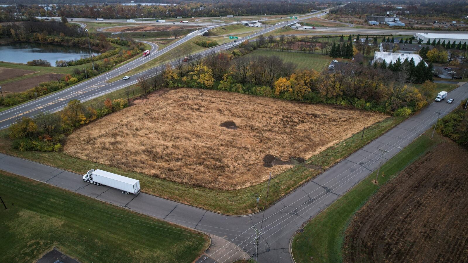 A three-acre parcel at the south east corner of Technology Blvd. and Artz Rd., near I-70 and S.R. 235 interchange will be home to a new truck stop. JIM NOELKER/STAFF