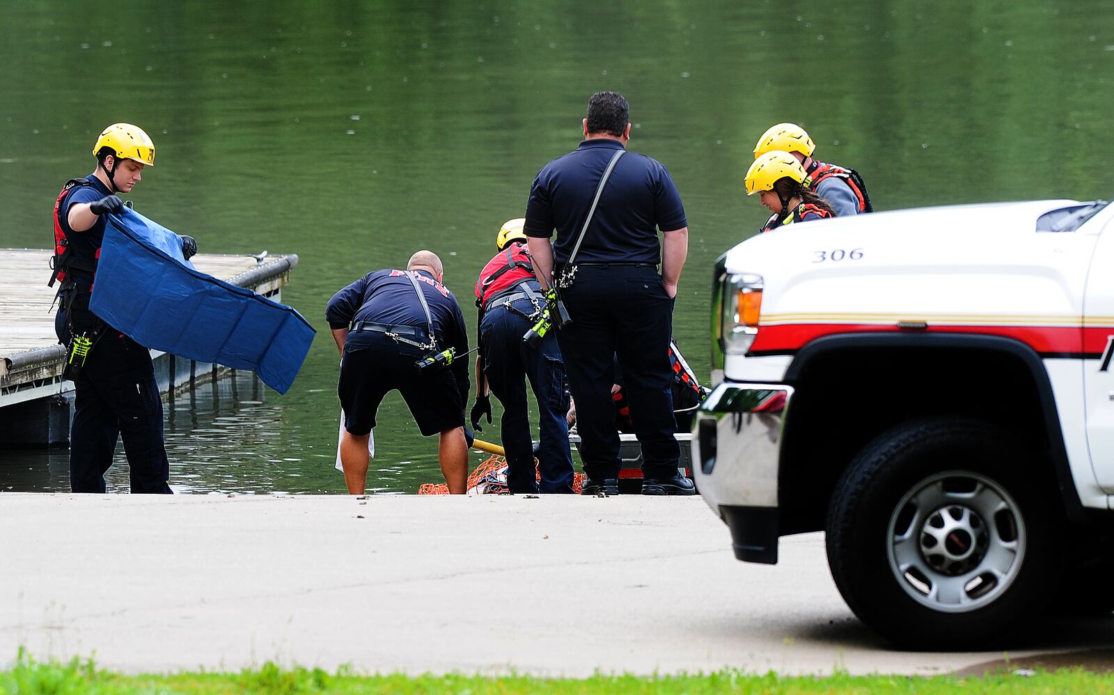 A body was reportedly found in the Great Miami River in the 3300 block of East River Road near the Dayton Boat Club in Moraine Wednesday morning, May 29, 2024. MARSHALL GORBY\STAFF