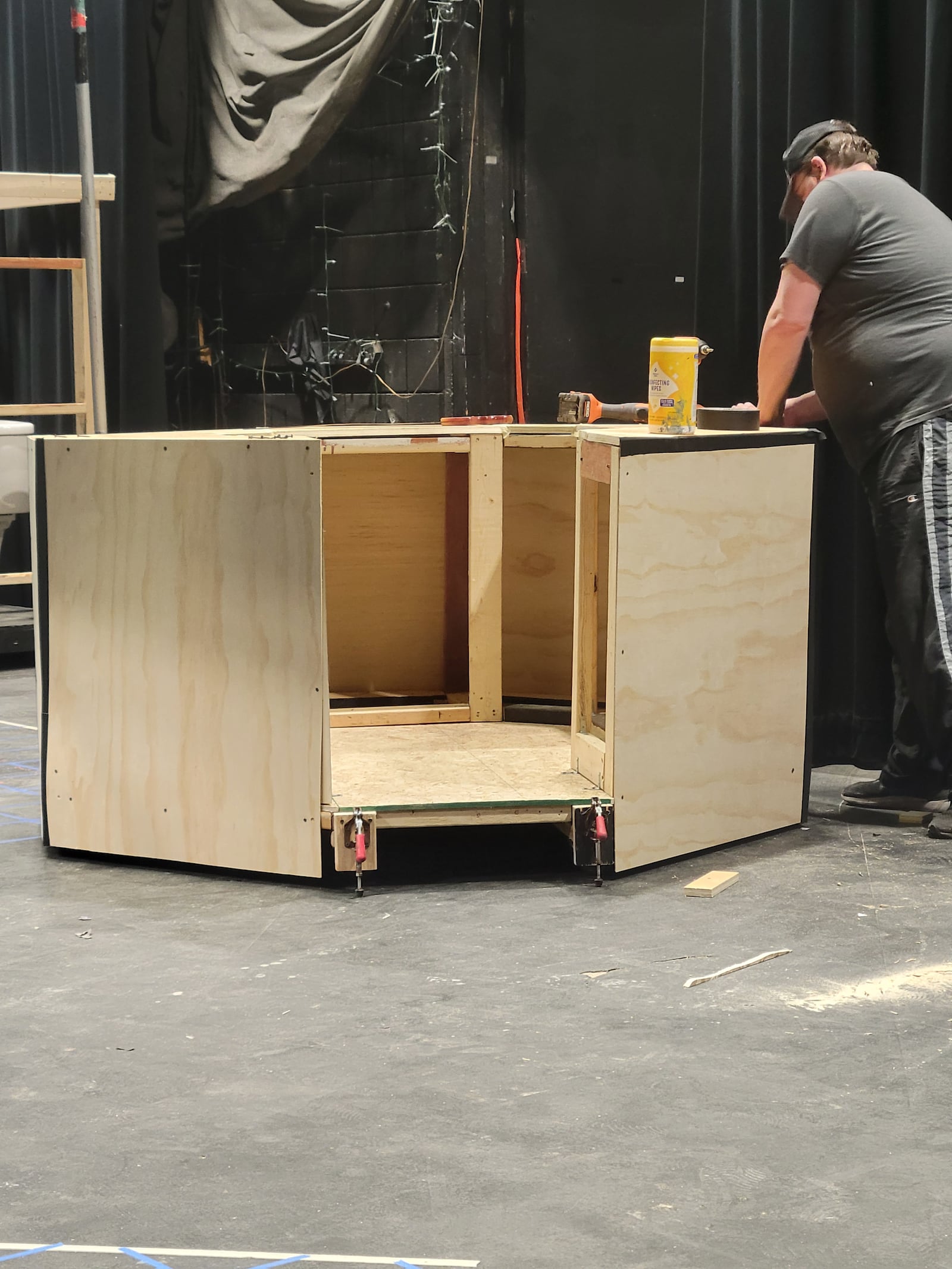 Pat Wanzer works on the set for "The Cure" at the Dayton Playhouse. 
Submitted photo