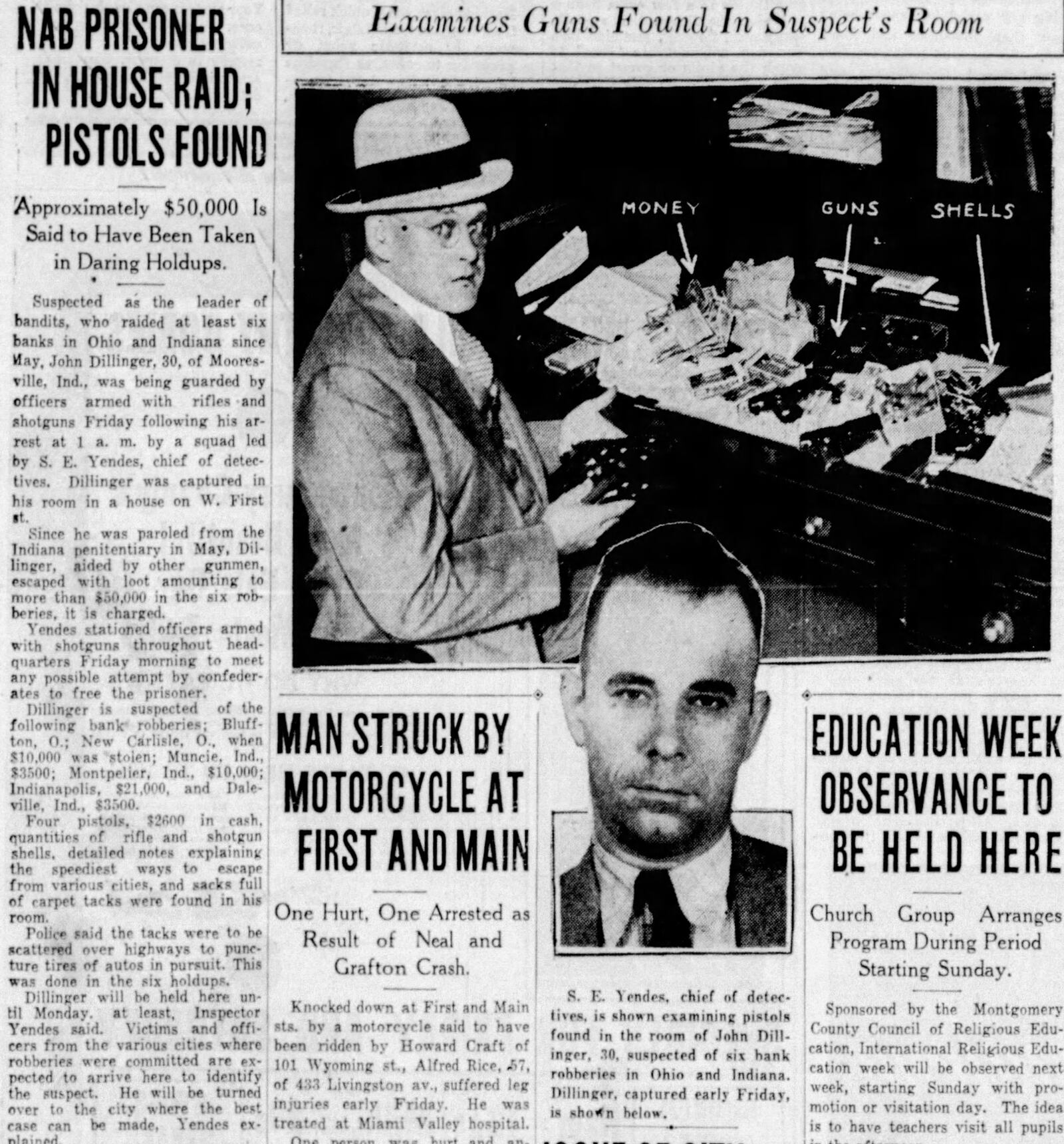 Sept. 22, 1933: John Dillinger arrested in Dayton. DAYTON DAILY NEWS ARCHIVES