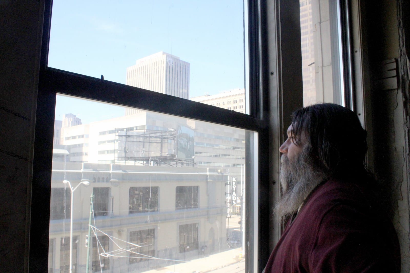 The Century Bar is moving from 10 Jefferson Street, next door to 18 to 20 S. Jefferson St. Co-owner Joe Head looks out of a third floor window.