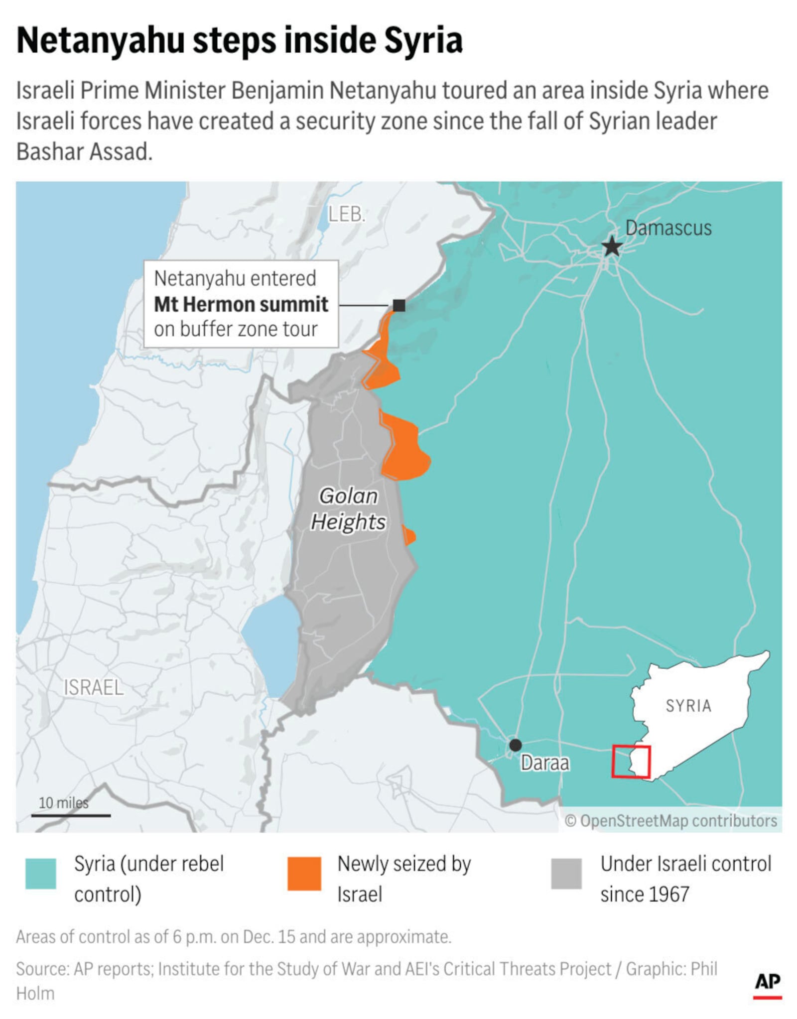 Israel's leader visited a buffer zone Israeli forces have established amid Syria's political upheaval. (AP Digital Embed)