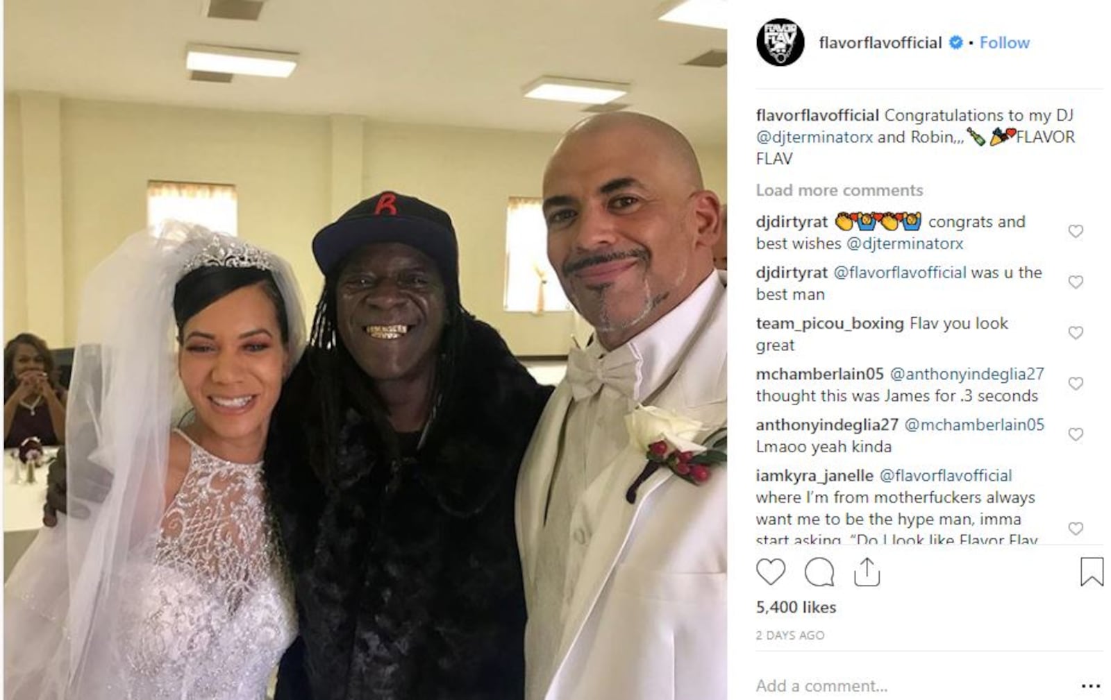 Rapper Flavor Flav was among the guest at Robin Dugger and Norman “DJ Terminator X” Rogers wedding Saturday, Nov. 17 at Residence Park Church of Christ, 4328 Hoover Ave. in  Dayton.