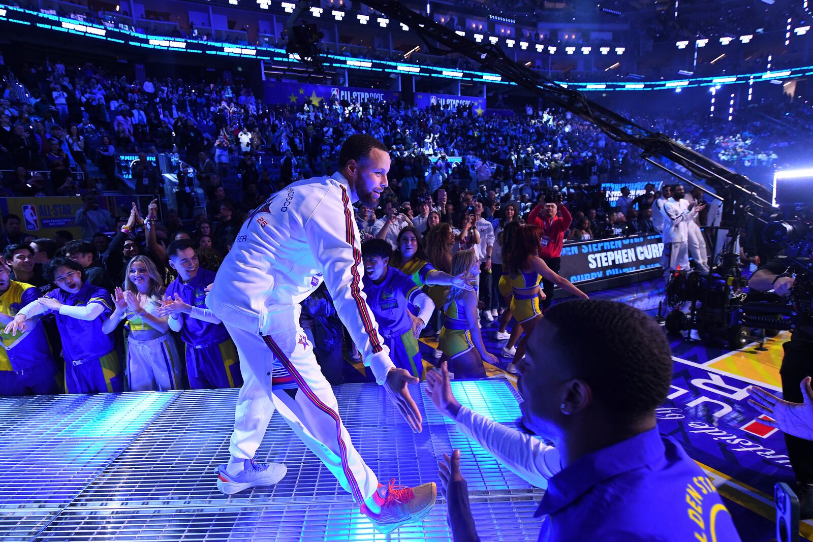 Shaq's OGs' Stephen Curry (30) is introduced before the start of the NBA All-Star Game at Chase Center in San Francisco, Sunday, Feb. 16, 2025. (Jose Carlos Fajardo/Bay Area News Group via AP)