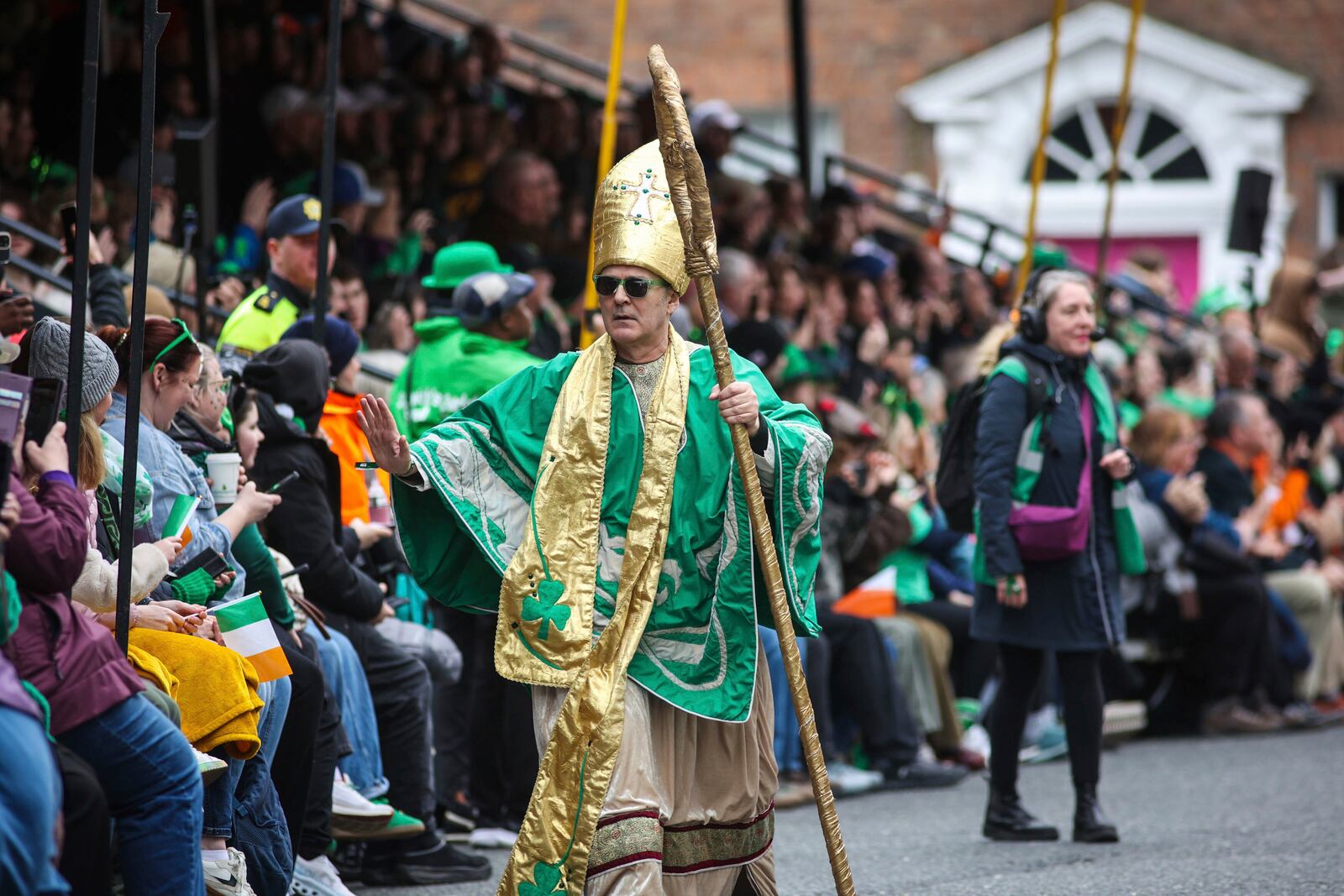 Performers take part in the St Patrick's Day Parade in Dublin, Ireland, Monday March 17, 2025. (Evan Treacy/PA via AP)