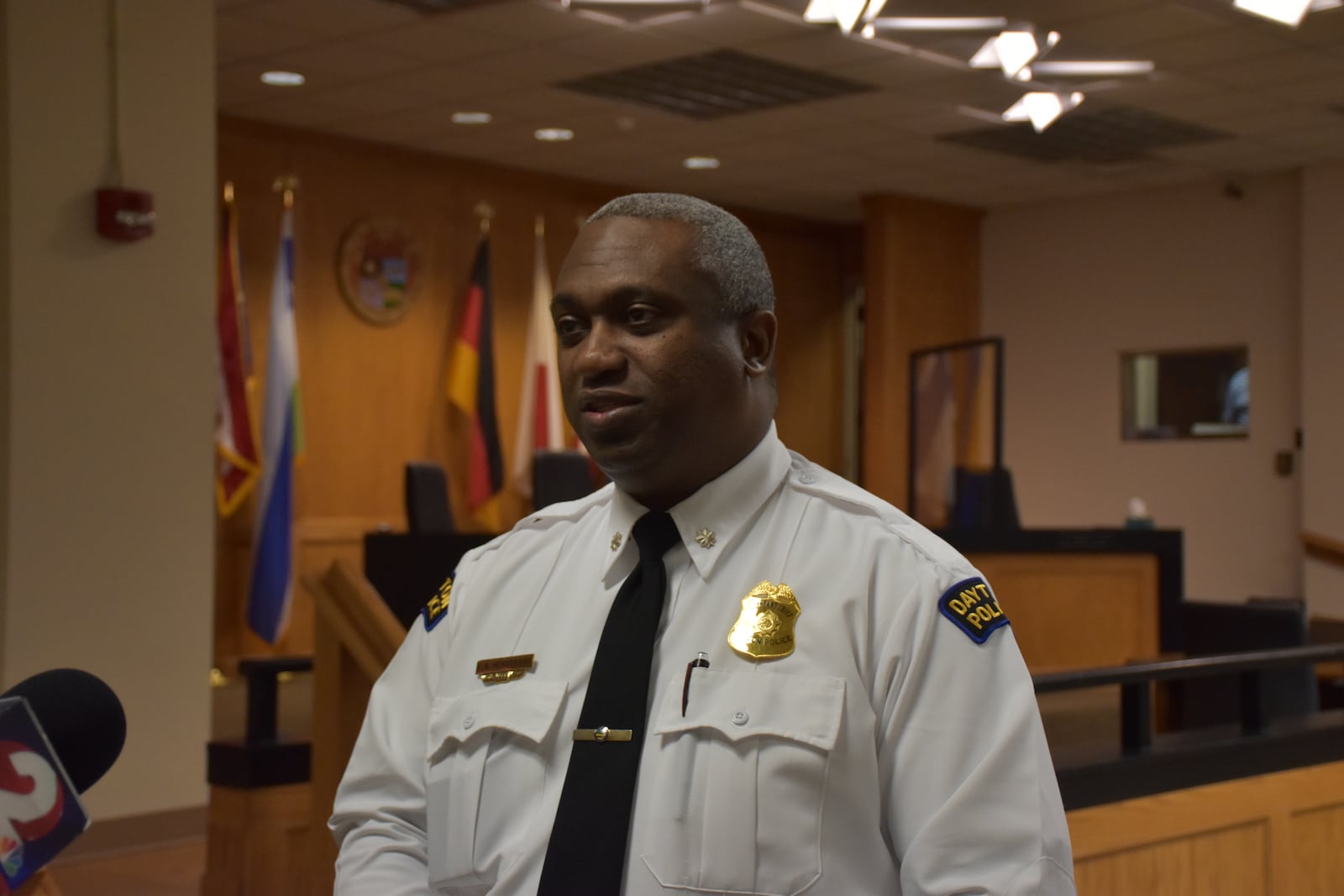 Dayton police Lt. Col. Eric Henderson, assistant police chief, talks about the city's new "nuisance parties" law at City Hall on Wednesday, Feb. 21, 2024. CORNELIUS FROLIK / STAFF