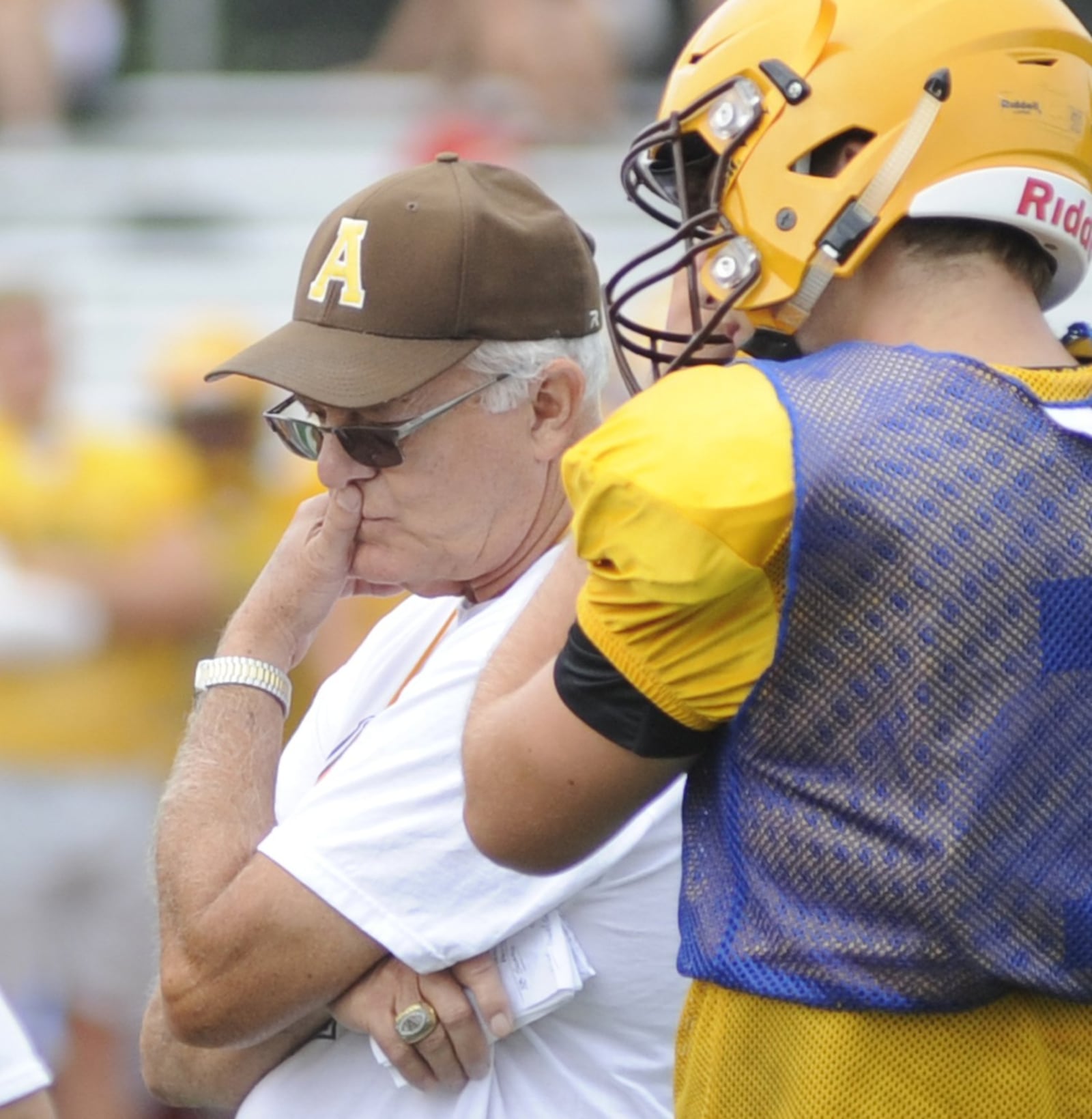 Alter’s Ed Domitz is in his 43rd season as a high school football head coach. Alter participated in a four-way scrimmage at Beavercreek on Sat., Aug. 11, 2018. MARC PENDLETON / STAFF