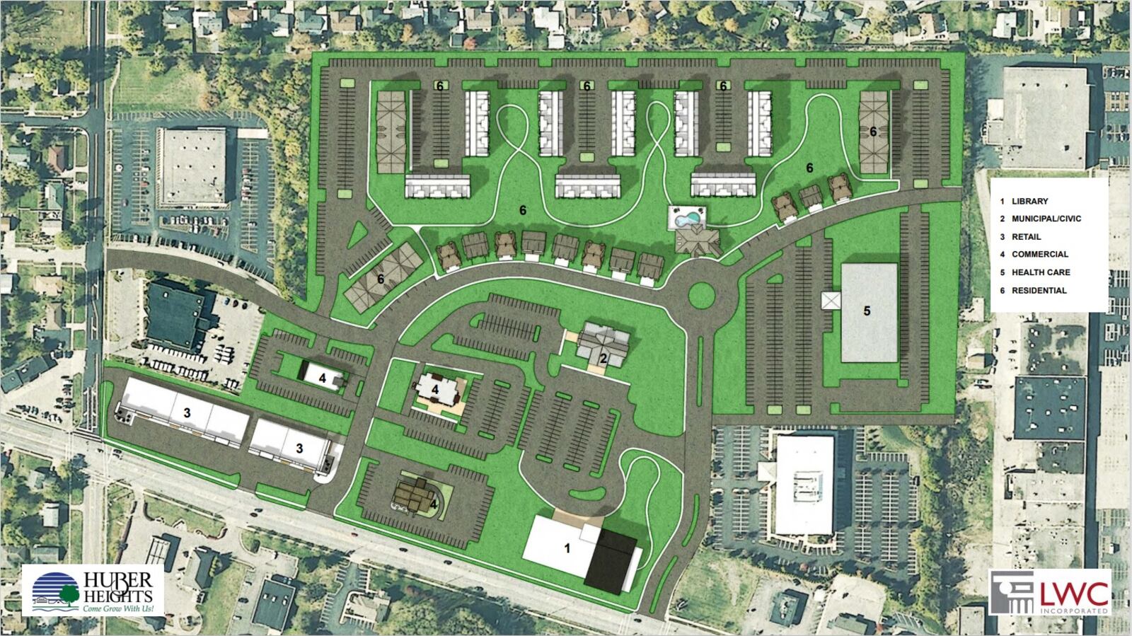 A map of the Southpointe Crossing, which is the shopping center on Brandt Pike that the city of Huber Heights is redeveloping. Courtesy of Huber Heights.