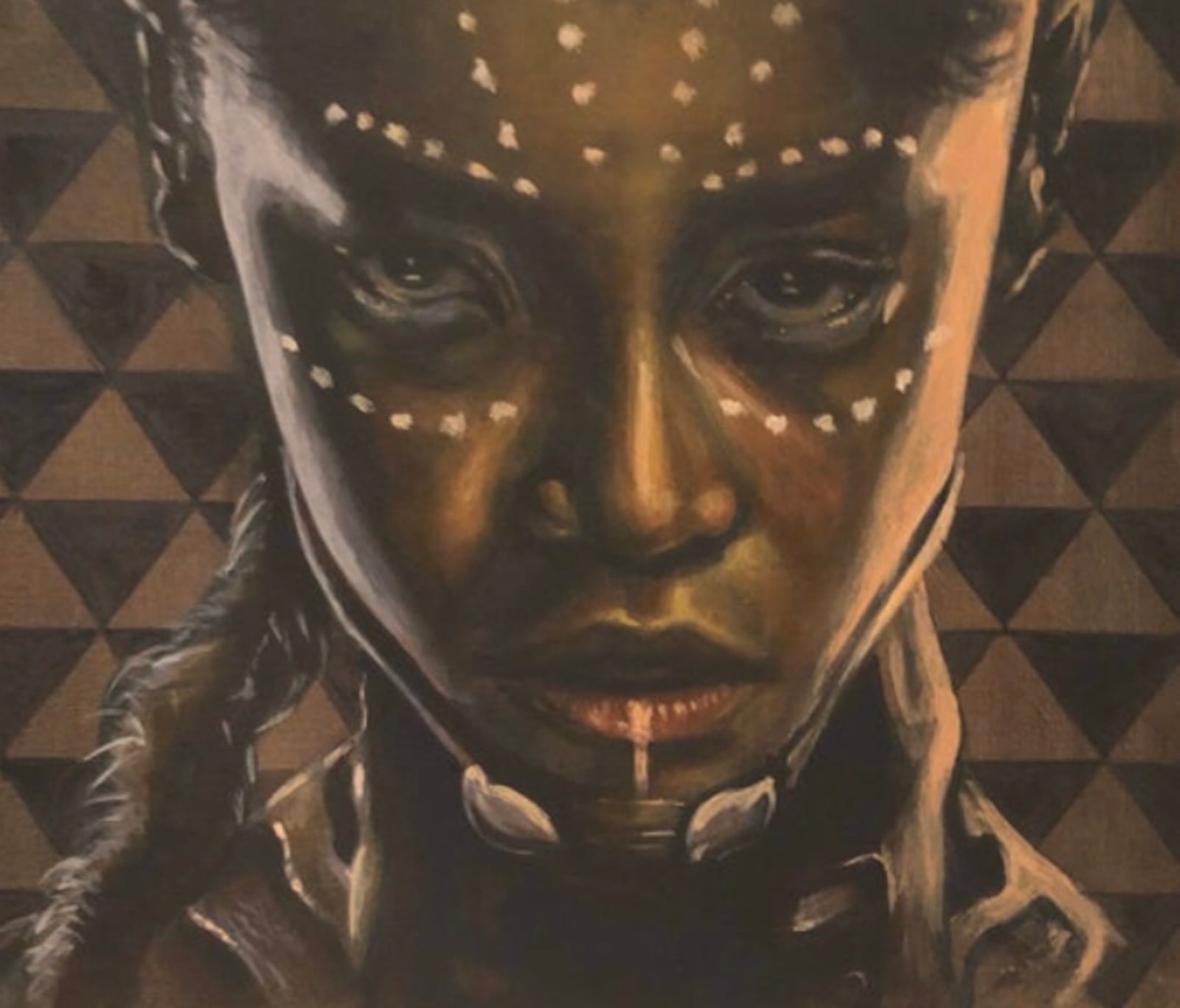 Erin Smith Glenn, "Shuri Forever" 2020, acrylic on canvas, 16 x 20 in. $500. Entry in Dayton's Art in the City contest in 2020.