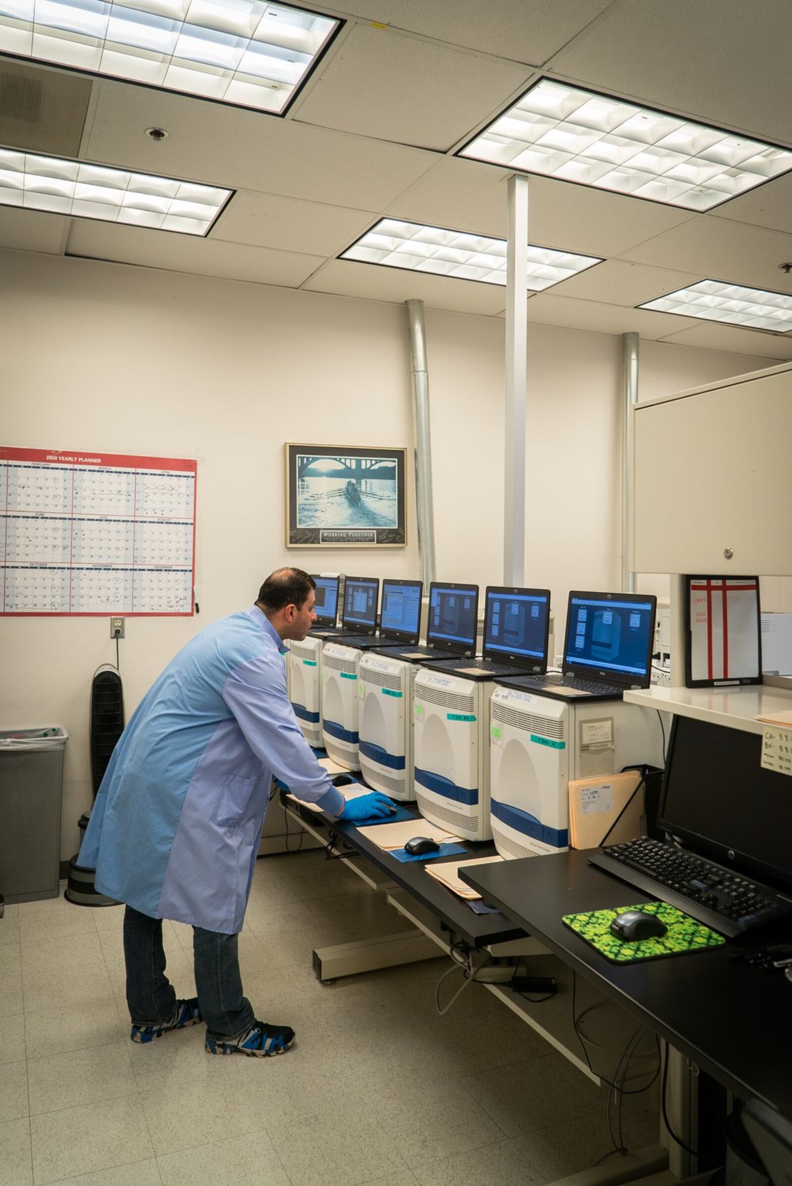 Quest Diagnostics, based in Secaucus NJ, is testing COVID-19 samples collected at the Premier Health drive-up testing site located at the University of Dayton Arena parking lot. This photo shows COVID-19 testing being done at the company’s Chantilly, VA laboratory. QUEST DIAGNOSTICS