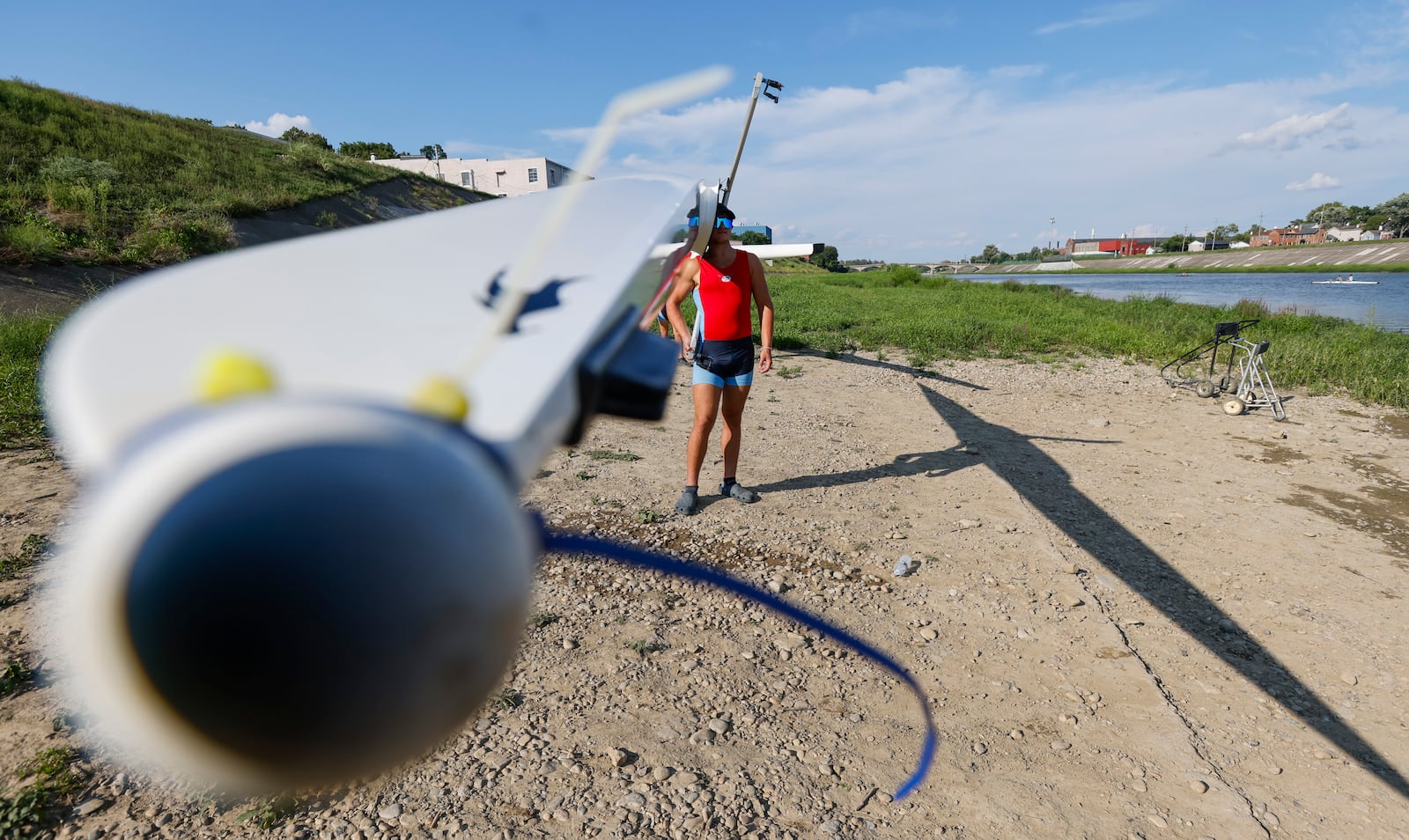 Gary Rought, 17, gets ready for practice Thursday, Aug. 25, 2022 in Hamilton. Rought and others with The Great Miami Rowing Club are heading to Wales where they will be training for and then competing in the 2022 World Coastal Championships and Beach Sprint Finals. NICK GRAHAM/STAFF