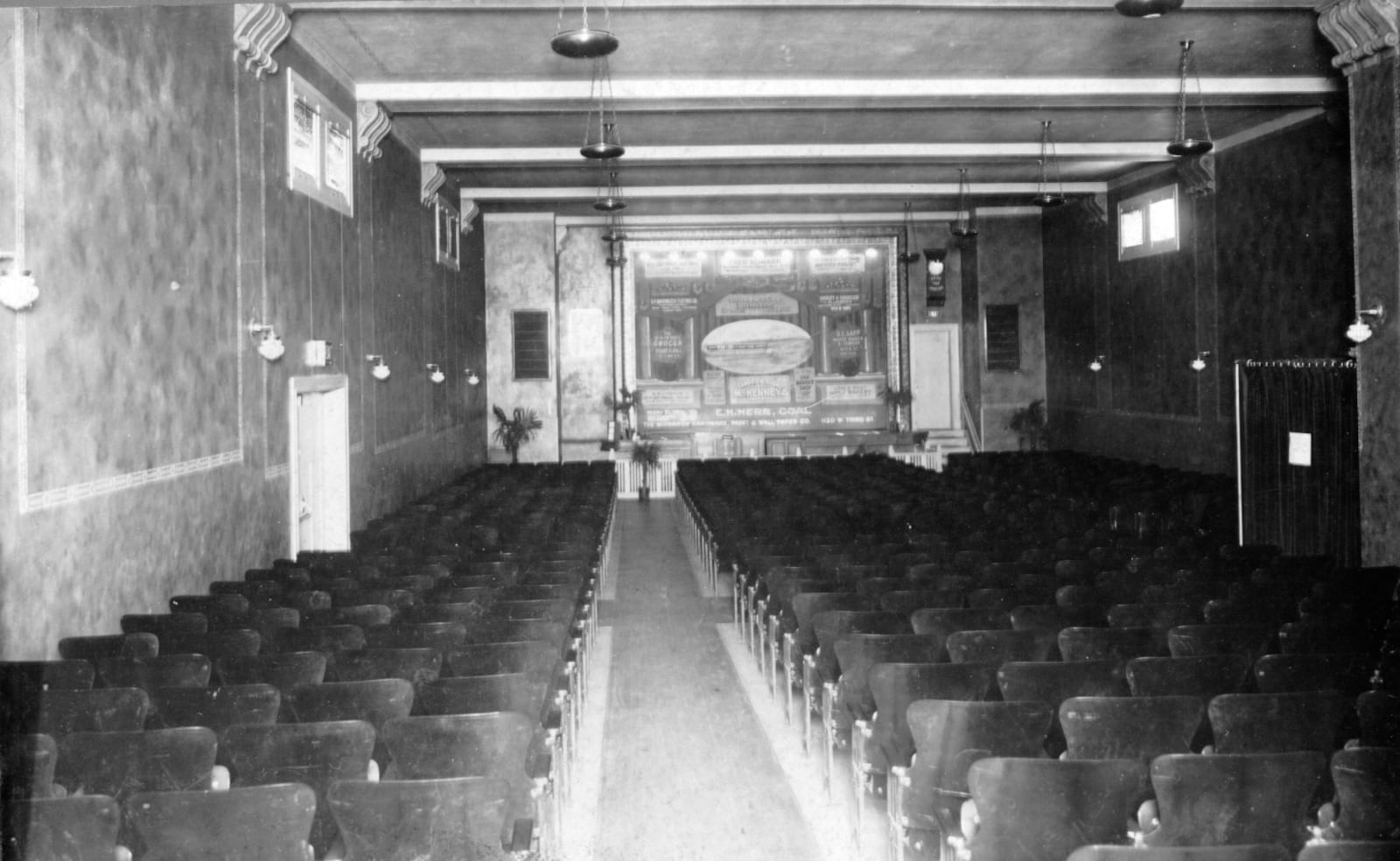 Interior historical photo of the Midget Theatre, undated. 
Photo courtesy of Wright Dunbar, Inc.