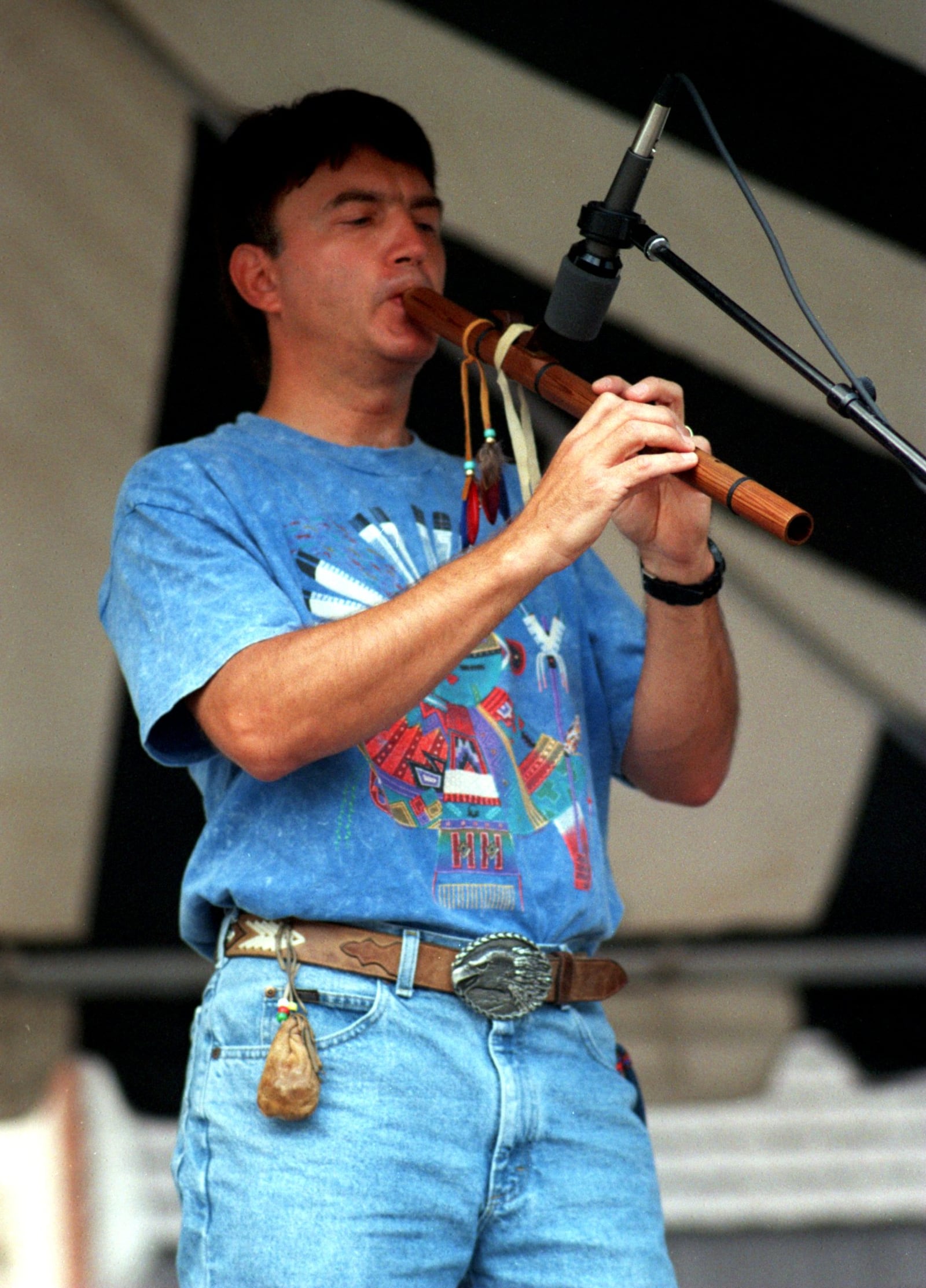 Douglas Blue Feather of Dayton performs Native American flute music at Belmont Days on July 30, 1998. DAYTON DAILY NEWS ARCHIVES.