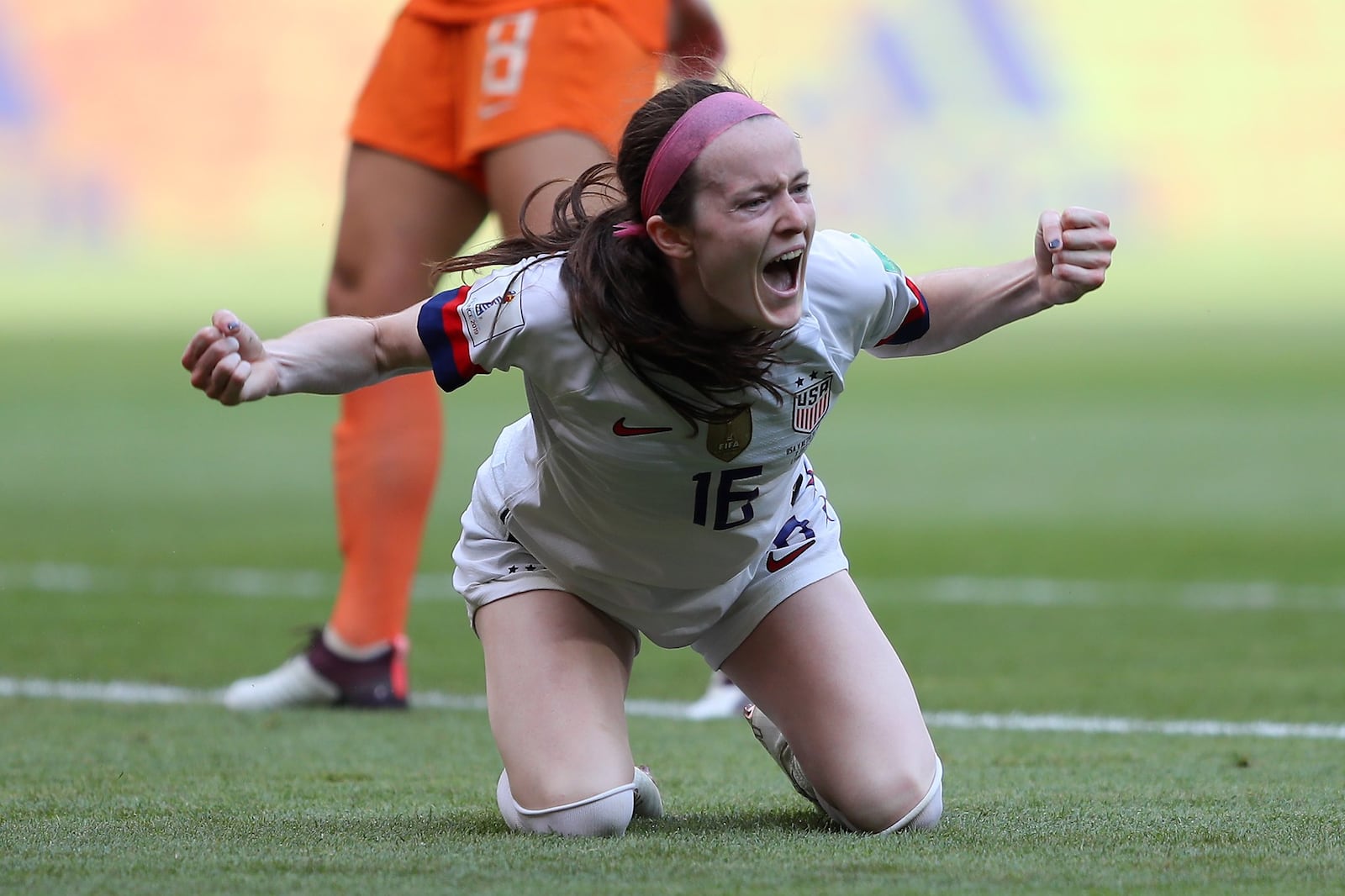 LYON, FRANCE - JULY 07: Rose Lavelle of the USA celebrates after scoring her team’s second goal during the 2019 FIFA Women’s World Cup France Final match between The United States of America and The Netherlands at Stade de Lyon on July 07, 2019 in Lyon, France. (Photo by Richard Heathcote/Getty Images)