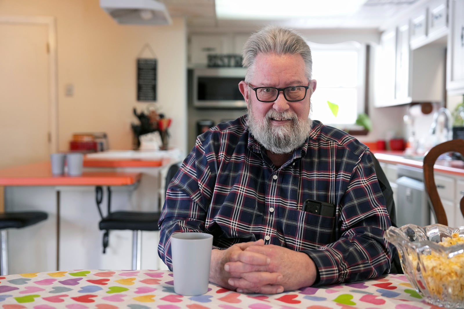 Bill Teager, of Middletown, Ohio, sits for a portrait, Tuesday, Jan. 14, 2025, in Middletown, Ohio. The city is the hometown of Vice President-elect JD Vance. (AP Photo/Kareem Elgazzar)