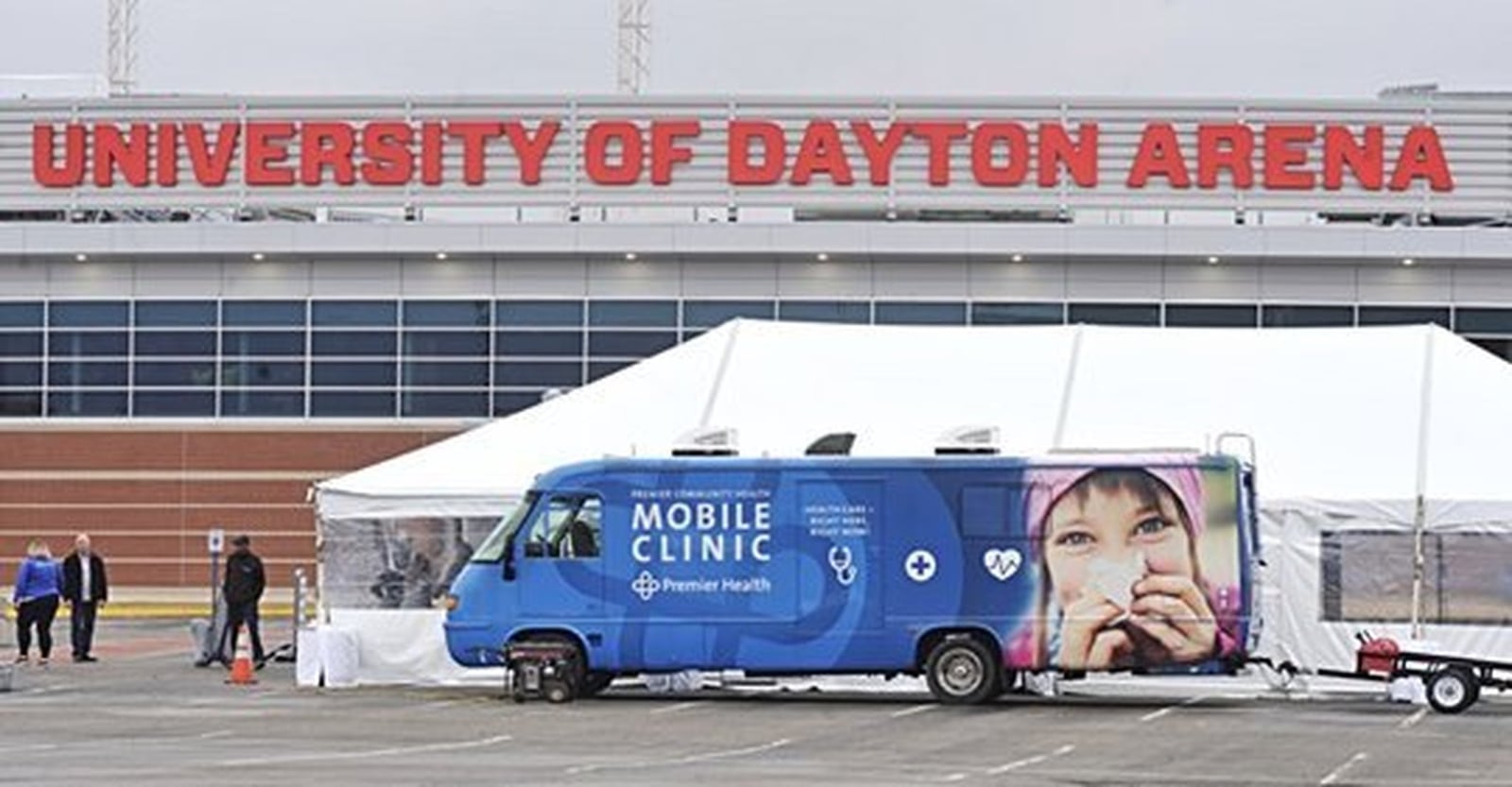 The testing site at UD Arena, operated by Premier.