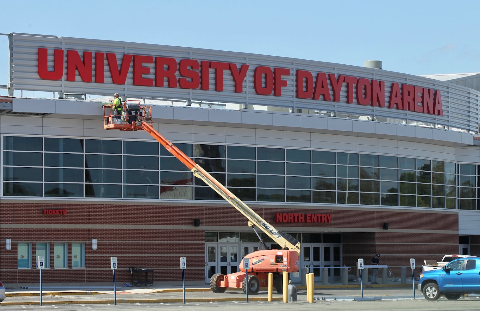 Photos: New sign on top of UD Arena