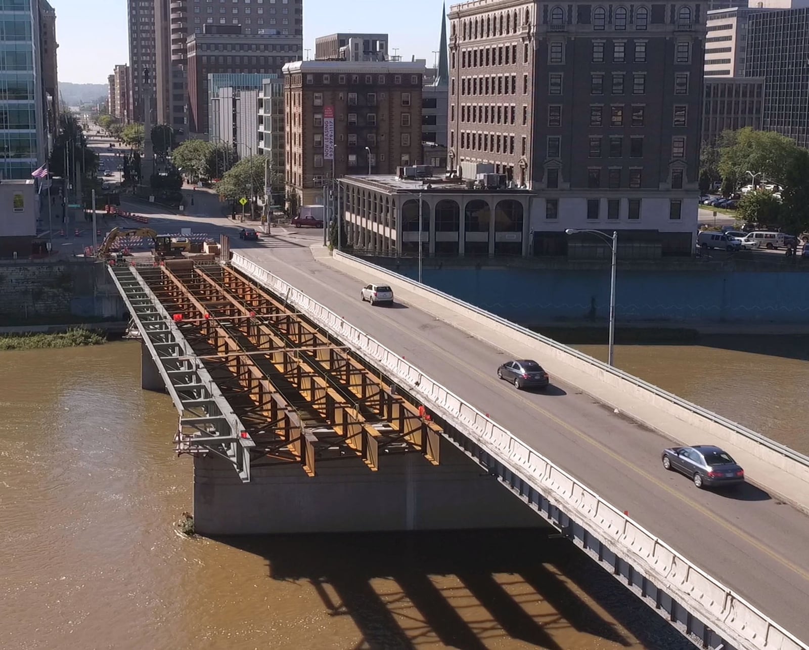 The Main Street Bridge over the Great Miami River on the north edge of downtown Dayton was replaced in 2018-19 at a cost close to $9 million. TY GREENLEES / STAFF