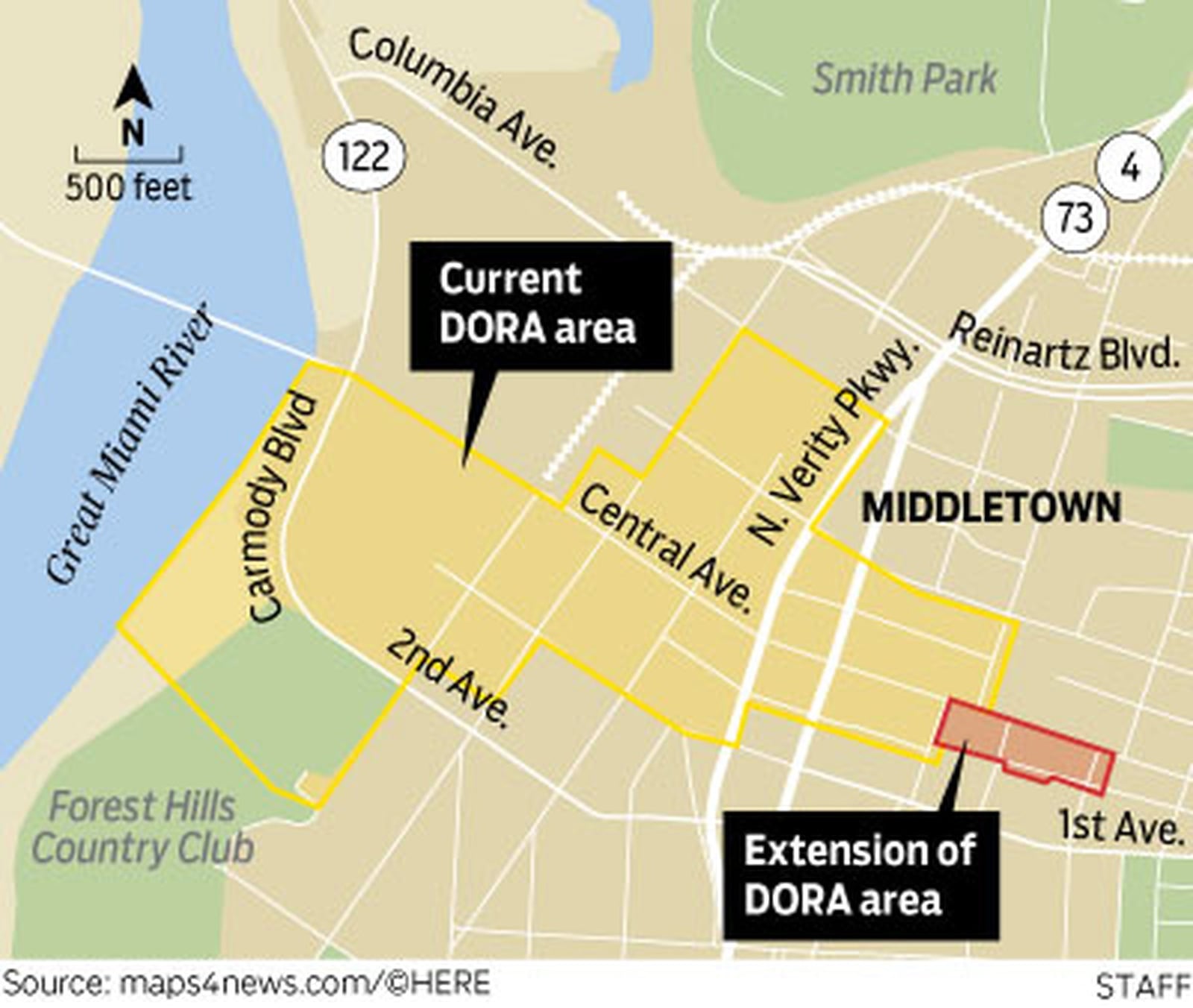 Middletown City Council Tuesday approved the expansion of the city’s Designation Outdoor Refreshment Area along Central Avenue.