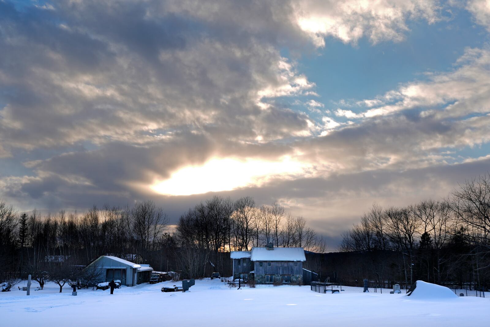 The home of organic wild blueberry farmers Hugh and Jenny Lassen is seen Monday, Feb. 10, 2025, in Cherryfield, Maine. (AP Photo/Robert F. Bukaty)