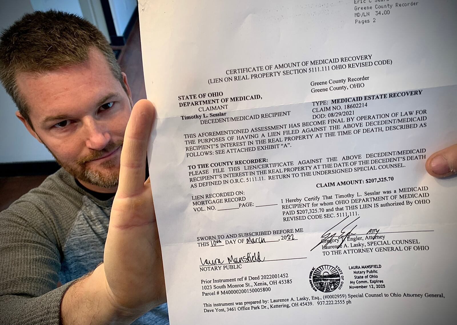 Bryan Lutes in January paid $72,500 for a home in Xenia with the hopes of turning it into a bed and breakfast or maybe flipping it. Those plans came to a halt in March when the state of Ohio placed a $207,325 lien on the property to recover unpaid Medicaid debt from the previous homeowner. After more than a month of getting the run-around from the Ohio Attorney General’s Office, Lutes was told the lien is being forgiven after the AG’s office was contacted by the Dayton Daily News. MARSHALL GORBY\STAFF