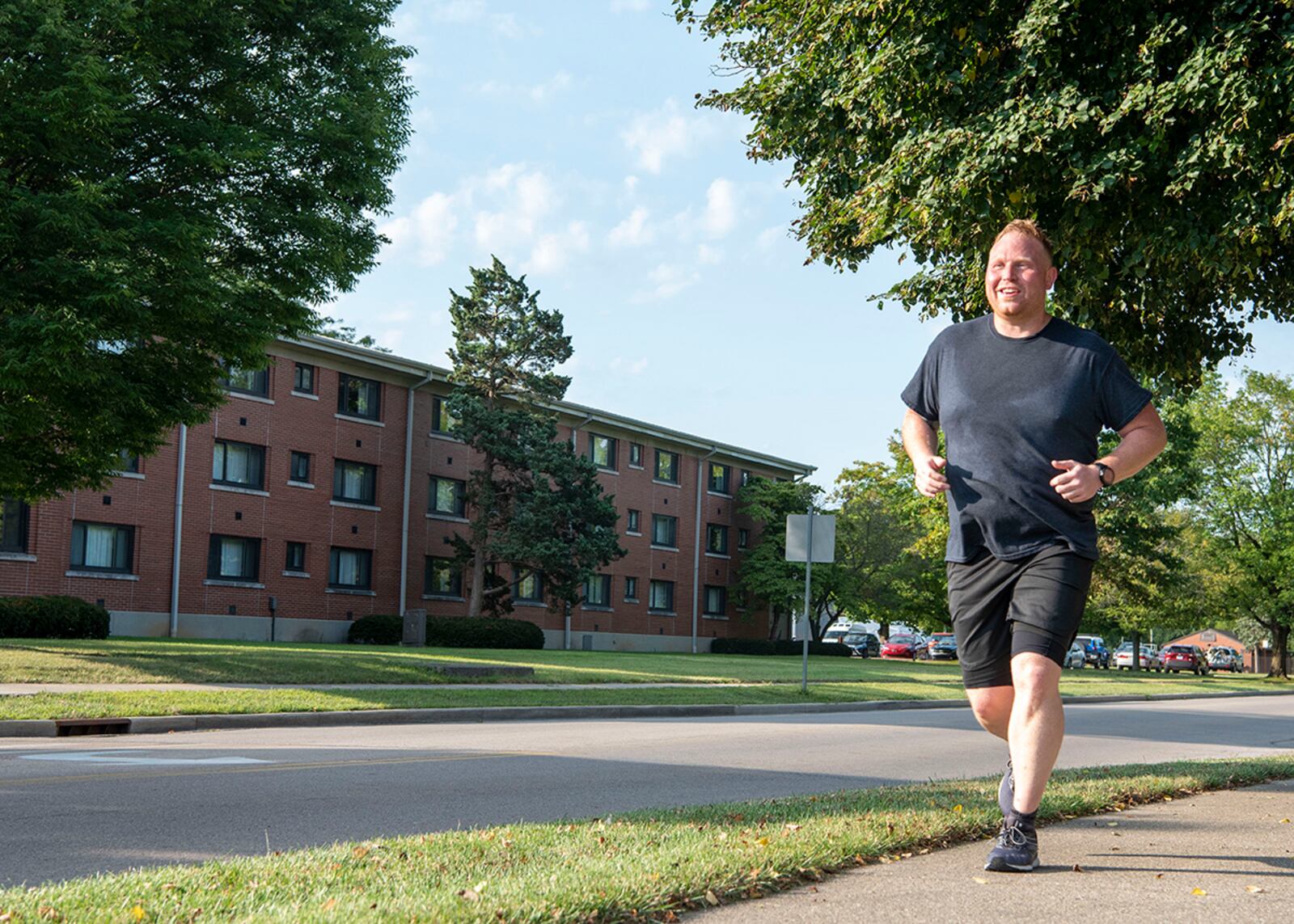 A sprint triathlon competitor participates in the 5K run Sept. 11 at Wright-Patterson Air Force Base. Participants completed a 750-yard swim, 20K bike ride and 5K run. U.S. AIR FORCE PHOTO/STAFF SGT. MIKALEY KLINE