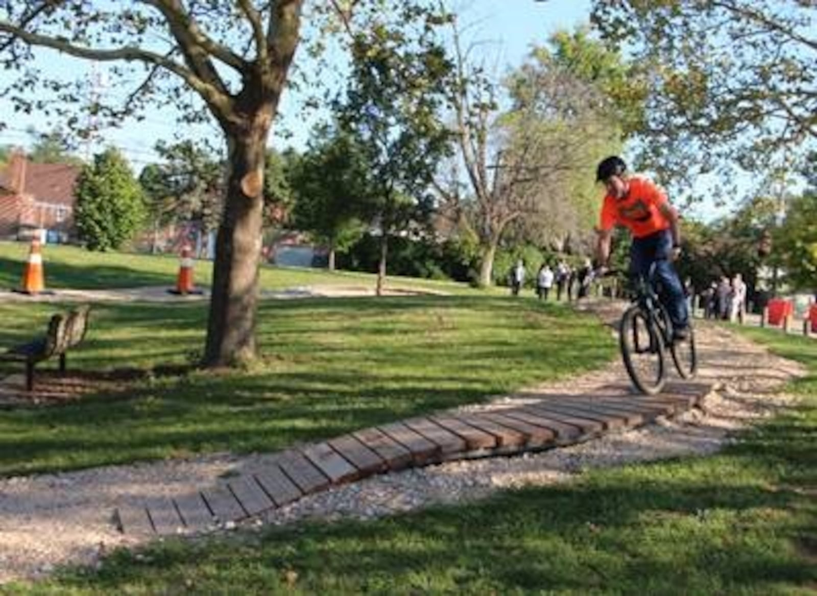 Trent Walters of the Miami Valley Mountain Bike Association took a spin at the newly opened first phase of the Dayton Bike Yard.