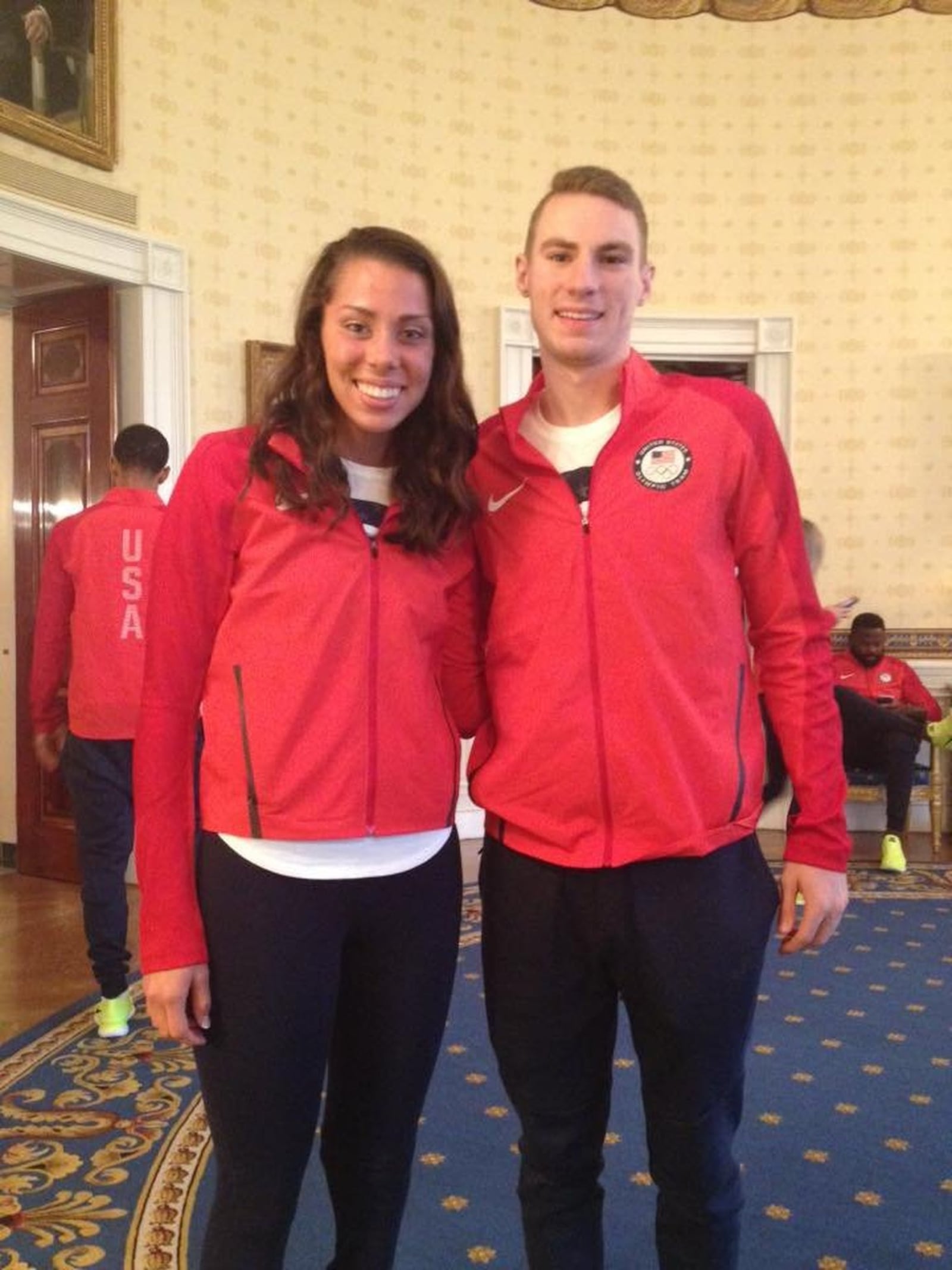 Miami Valley Olympic medalists Grace Norman and Clayton Murphy at the White House in September of 2016. CONTRIBUTED