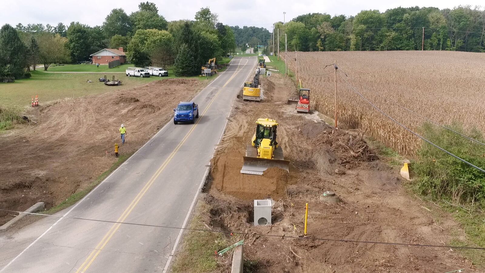 Shakertown Road in Beavercreek will be closed for two weeks beginning October 8 between Burntwood Drive and Grange Hall Road for a culvert replacement.  The work is part of a $1.2 million road widening project that is expected to be completed in May, 2019.  The widening will add a turn lane to the middle of the road, curbs and sidewalks.  TY GREENLEES / STAFF