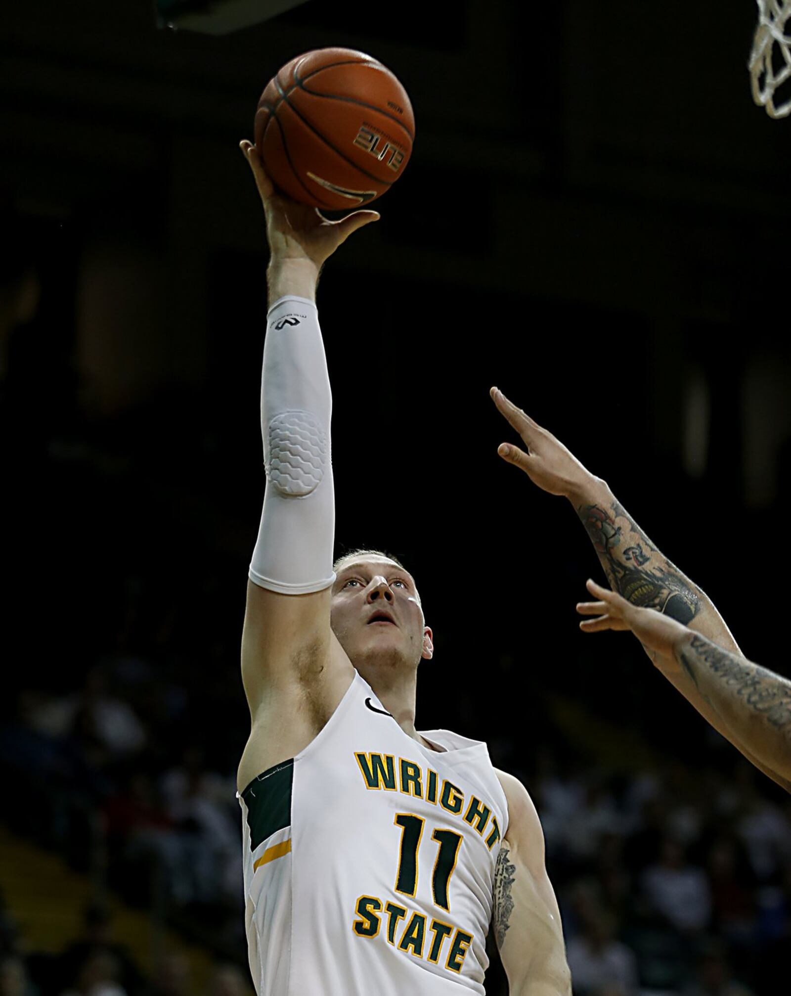 Wright State University center Loudon Love scores against Detroit Mercy during their Horizon League game at the Nutter Center in Fairborn Thursday, Feb. 6, 2020. Wright State won 98-86. Contributed photo by E.L. Hubbard