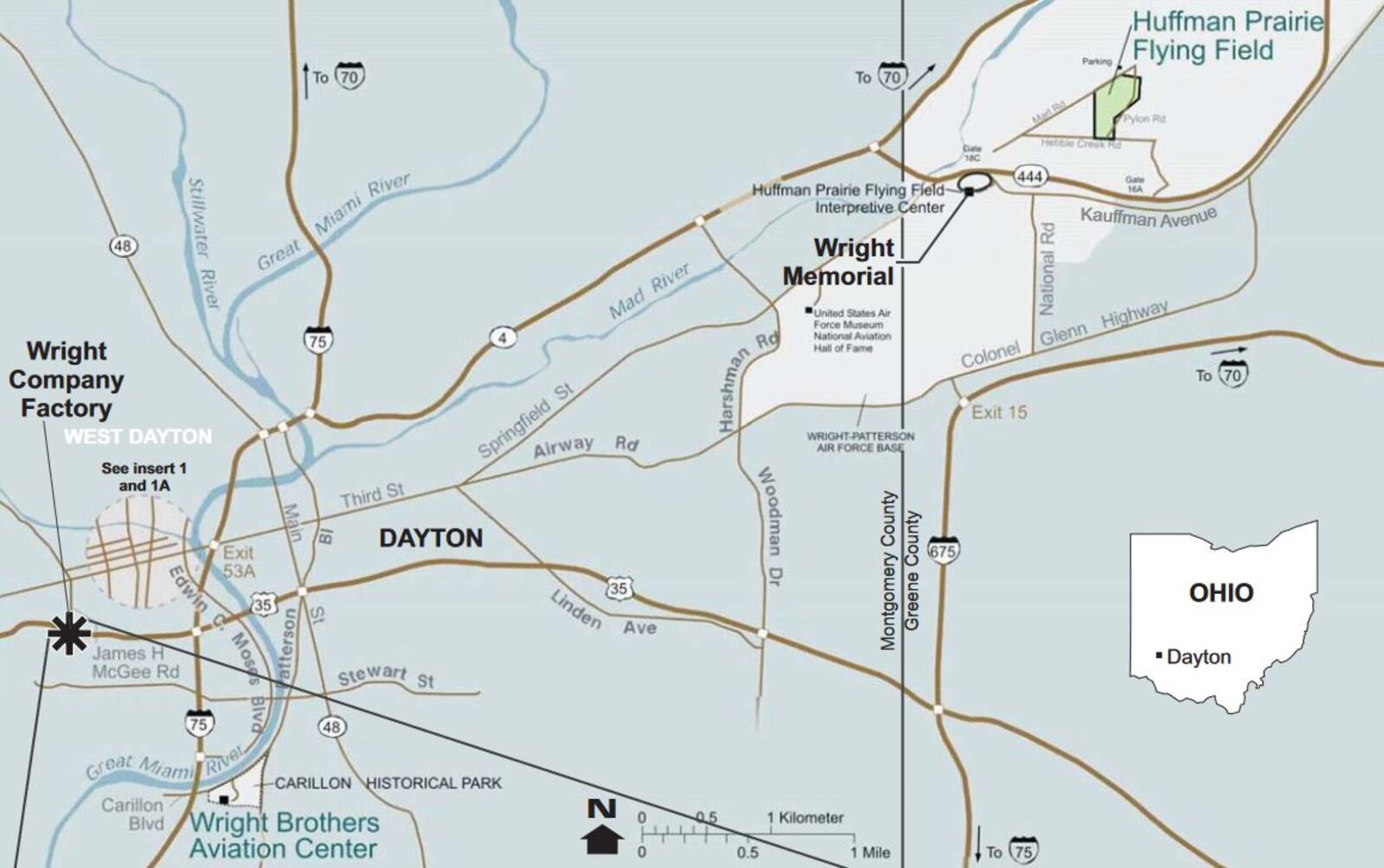 A National Park Service map showing the Wright brothers airplane factory site in West Dayton. CONTRIBUTED