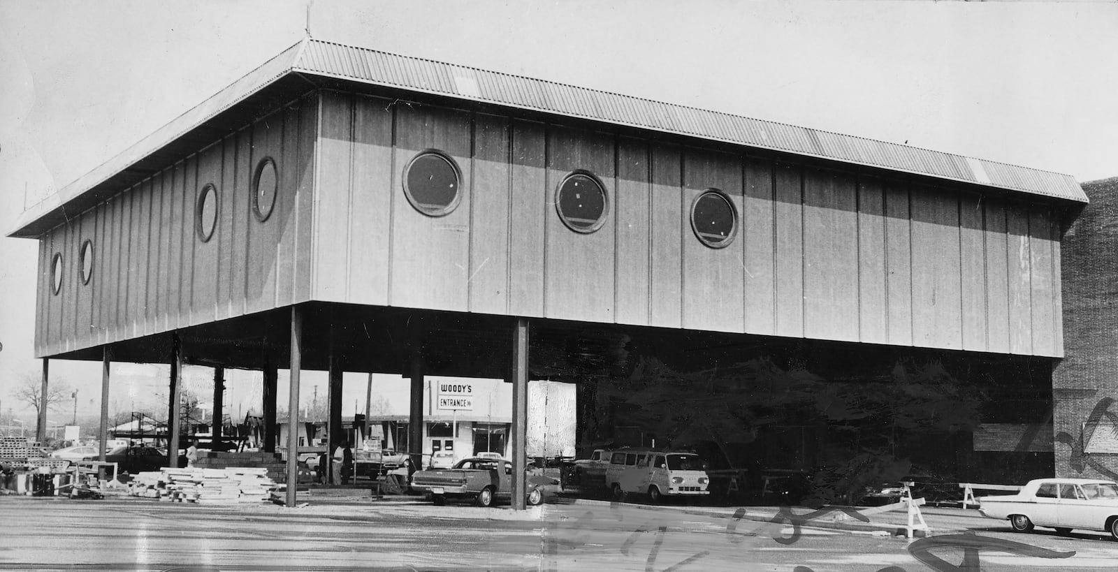 The Over-the-Road Restaurant, a 100 x100 foot structure build straddling U.S. Route 25 in West Carrollton. The restaurant was an addition to Woody's Market.  DAYTON DAILY NEWS ARCHIVE