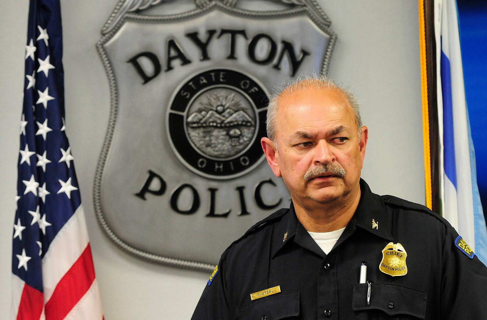 Dayton Police Chief Kamran Afzal talks Friday June 9, 2023, about a man involved in a Dayton police use of force incident who is not expected to survive. MARSHALL GORBY\STAFF