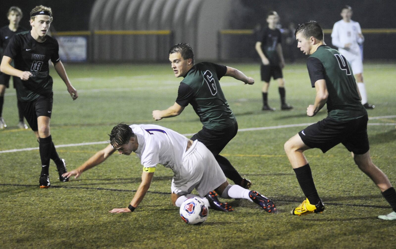 Dayton Christian defeated Troy Christian 2-1 in a boys Division III regional soccer semifinal at Centerville on Wednesday, Oct. 31, 2018. MARC PENDLETON / STAFF