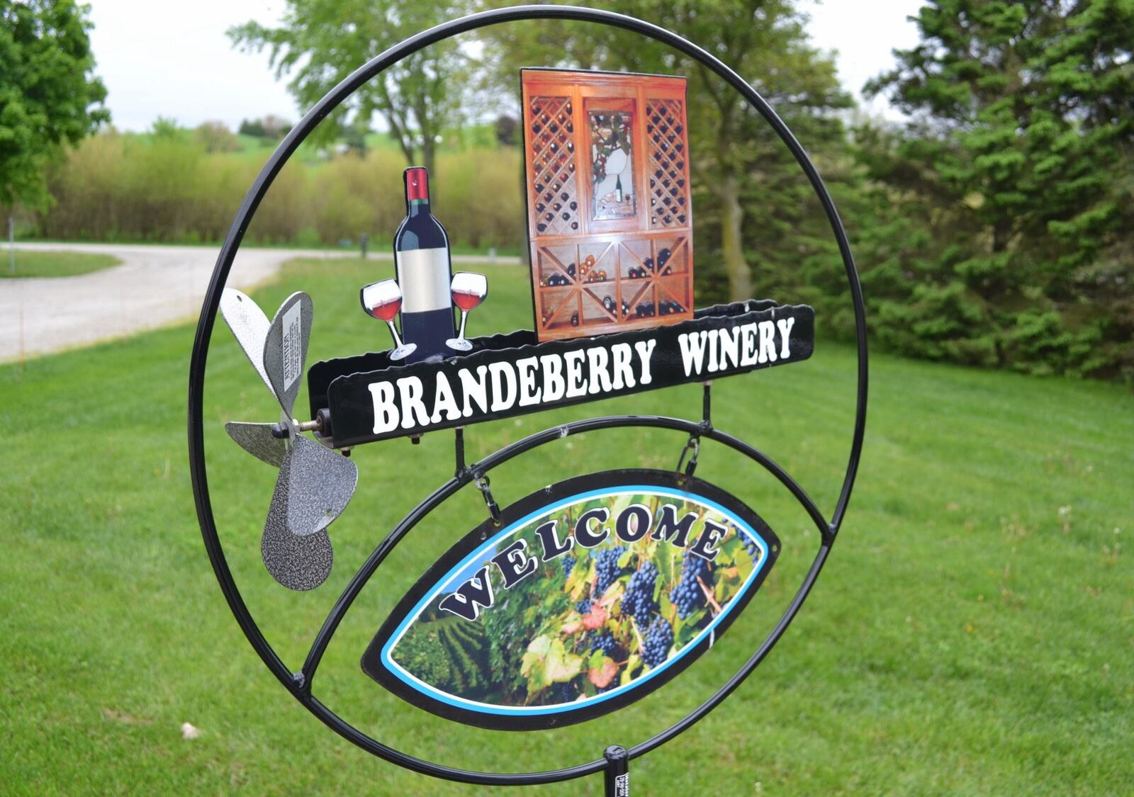 Sign near the entrance of the Brandeberry Winery near Enon. Staff photo by Mark Fisher