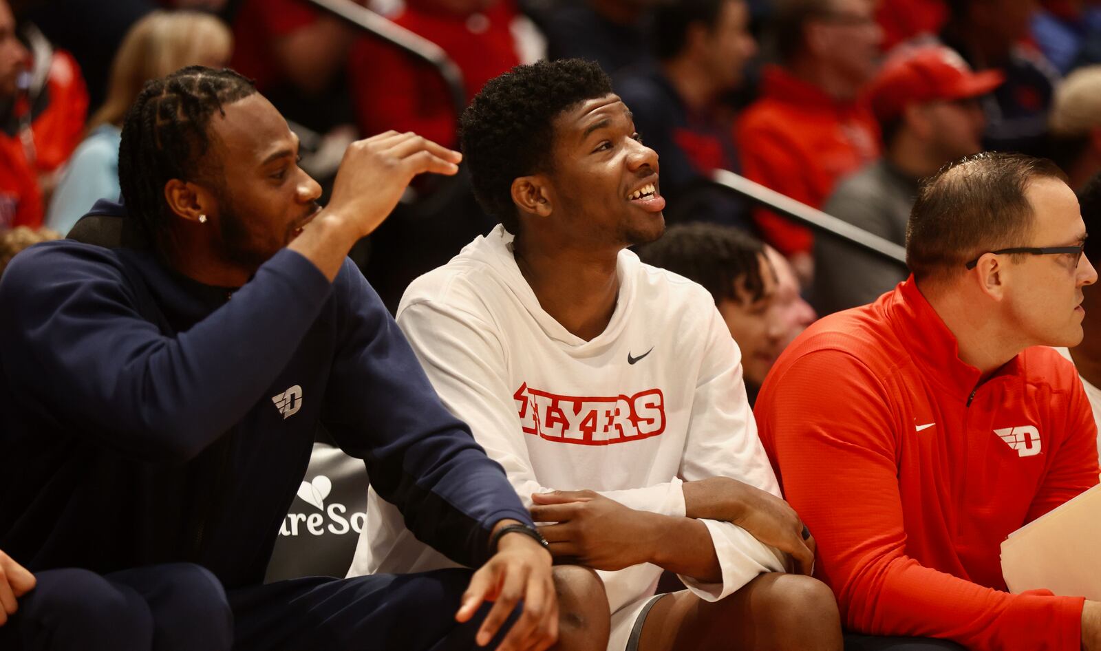 Dayton's Tyrone Baker sits on the bench during a game against Lindenwood on Monday, Nov. 7, 2022, at UD Arena. David Jablonski/Staff