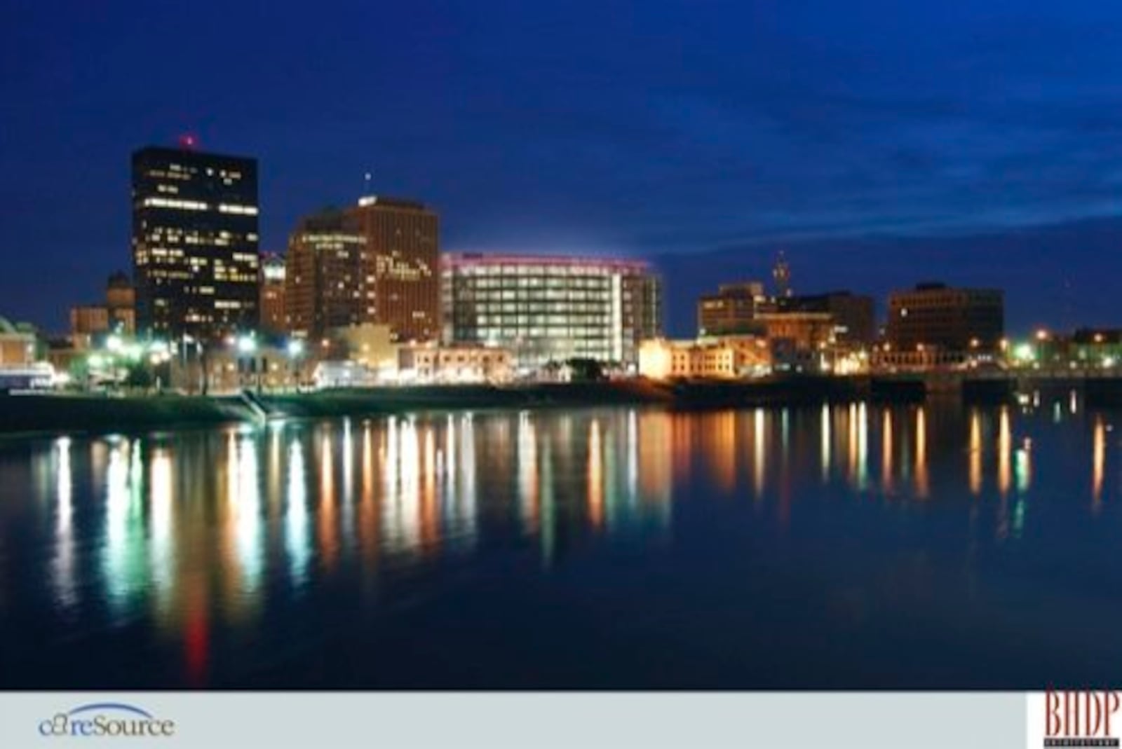 CareSource new building artist rendering, across the river at night view