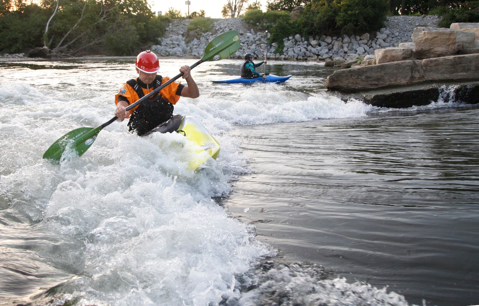 Five Rivers MetroParks has designated a four-mile stretch of the Mad River from Eastwood Park to Downtown Dayton as Mad River Run and constructed this rapids area for more experienced paddlers. TY GREENLEES/STAFF