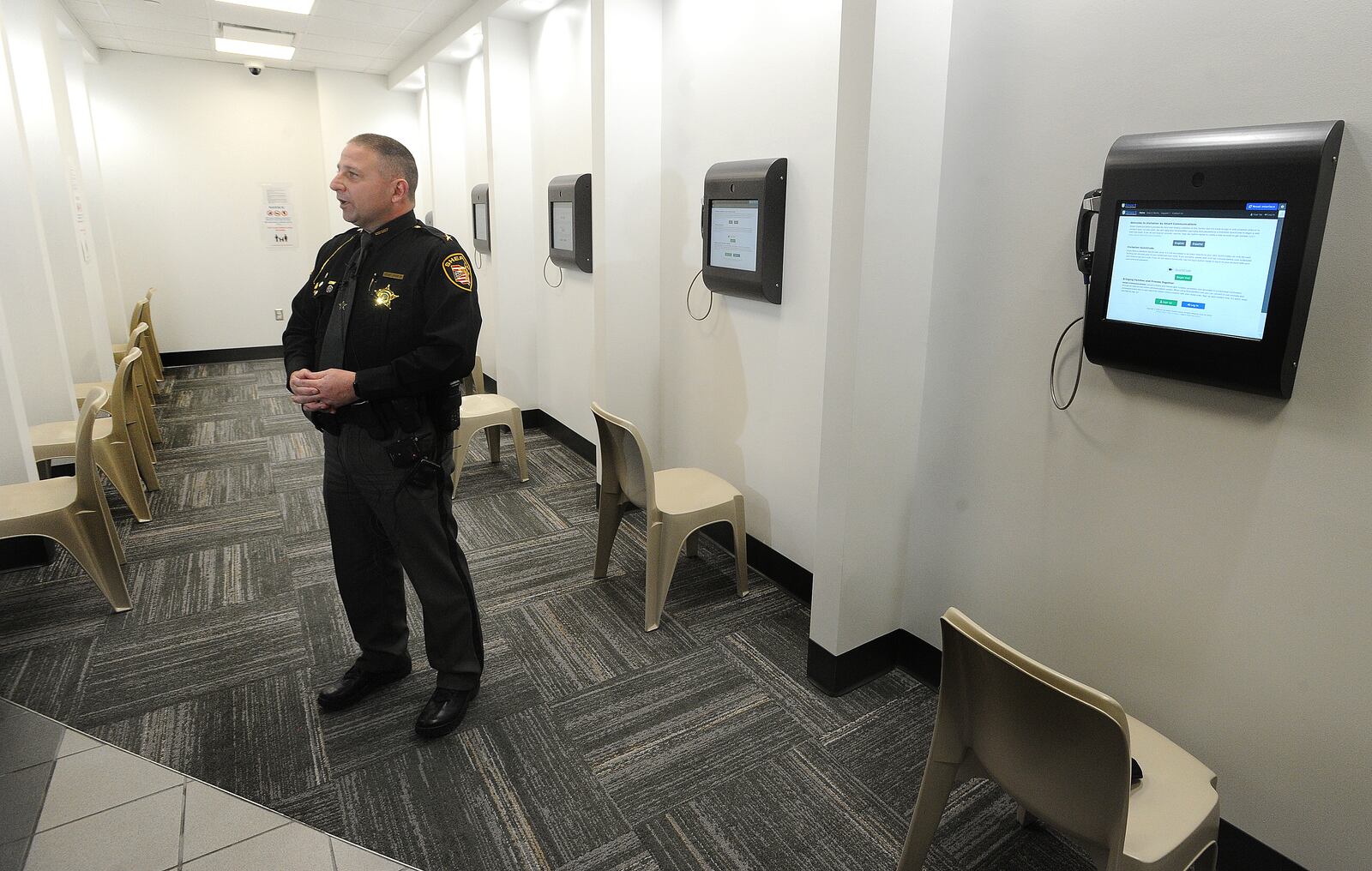 The Montgomery County Sheriff Office implemented video visitations at the local jail this week so inmates can visit friends and family face-to-face in the wake of the COVID-19 pandemic. Montgomery County Sheriff Rob Streck said the visits are free, but must be scheduled 24 hours in advance. He said it is important to him and his staff that inmates have an opportunity to speak with their loved ones while incarcerated in the jail.  An appointment can be made by visiting smartinmate.com and can be done everyday from 9 a.m. to 2:30 p.m. and 4:30 p.m. to 8 p.m. An appointment can also be set by calling 888-843-1972. MARSHALL GORBY\STAFF
